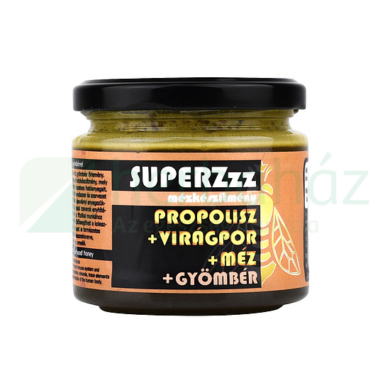 SUPERZZZ - GYÖMBÉRES MÉZKÉSZÍTMÉNY - PROPOLISZ+VIRÁGPOR+MÉZ+GYÖMBÉR 250G