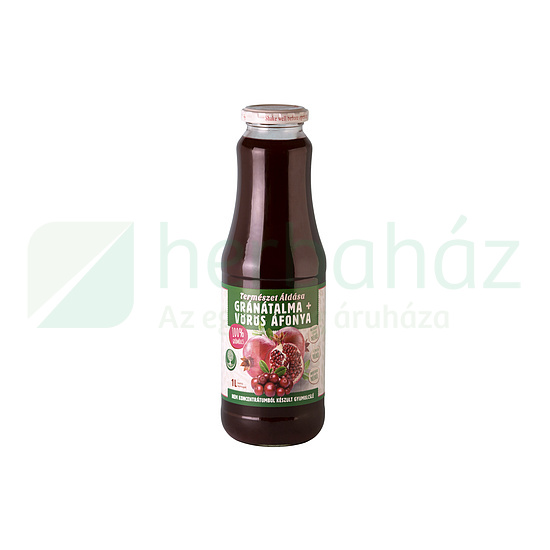 TERMÉSZET ÁLDÁSA GYÜMÖLCSLÉ GRÁNÁTALMA-VÖRÖS ÁFONYA 100% 1000ML DRS+50FT BETÉTDÍJ