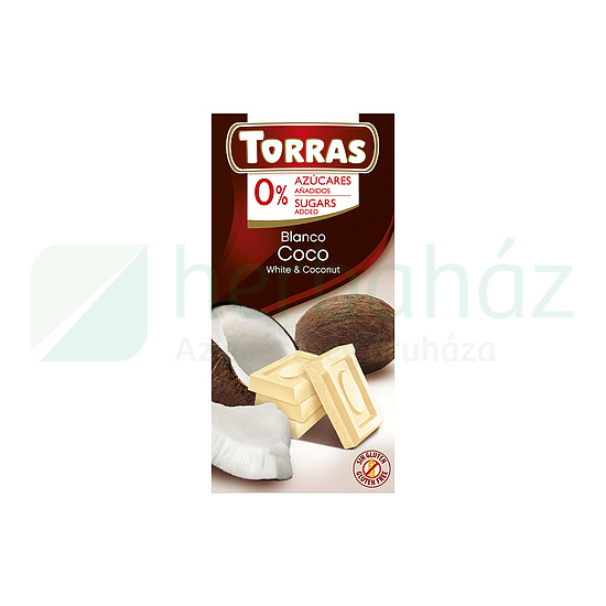 TORRAS HOZZÁADOTT CUKOR NÉLKÜL KÓKUSZOS FEHÉRCSOKOLÁDÉ 75G