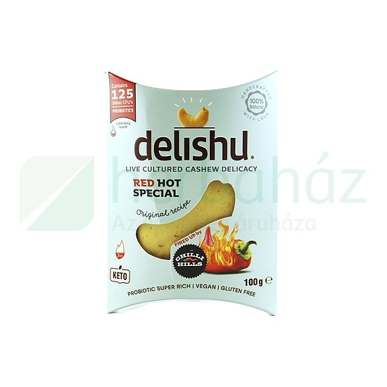 VEGÁN DELISHU KESUDIÓBÓL KÉSZÜLT FRISS SAJT JELLEGŰ KÉSZÍTMÉNY, CHILIS 100G[H]