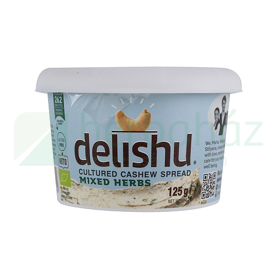 VEGÁN DELISHU KESUDIÓBÓL KÉSZÜLT SZENDVICSKRÉM, ZÖLDFŰSZEREKKEL 125G[H]