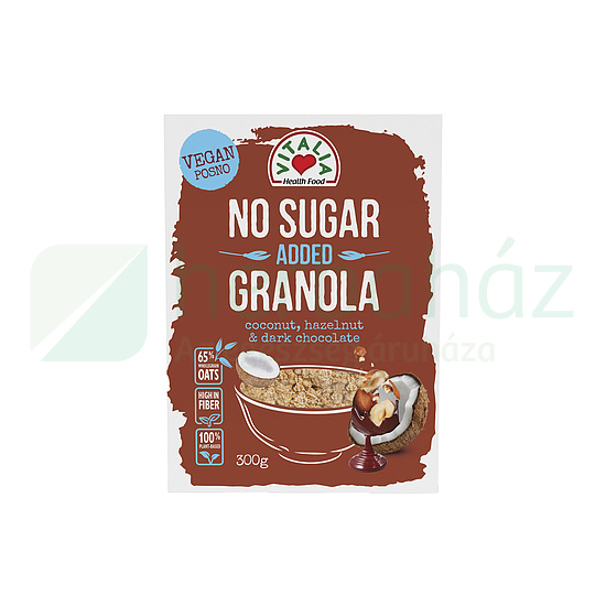 VEGAN VITALIA GRANOLA ÉTCSOKOKOLÁDÉS, KÓKUSZOS, MOGYORÓS HCN 300G