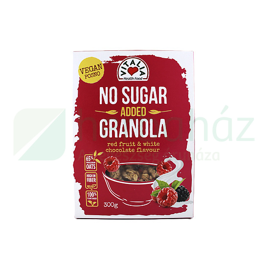 VEGAN VITALIA GRANOLA FEHÉR CSOKOLÁDÉVAL, PIROS GYÜMÖLCSÖKKEL HCN 300G