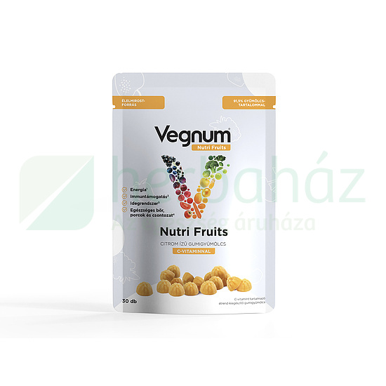 VEGNUM NUTRI FRUITS CITROM ÍZŰ ÉTREND-KIEGÉSZÍTŐ GUMIGYÜMÖLCS C-VITAMINNAL 30DB