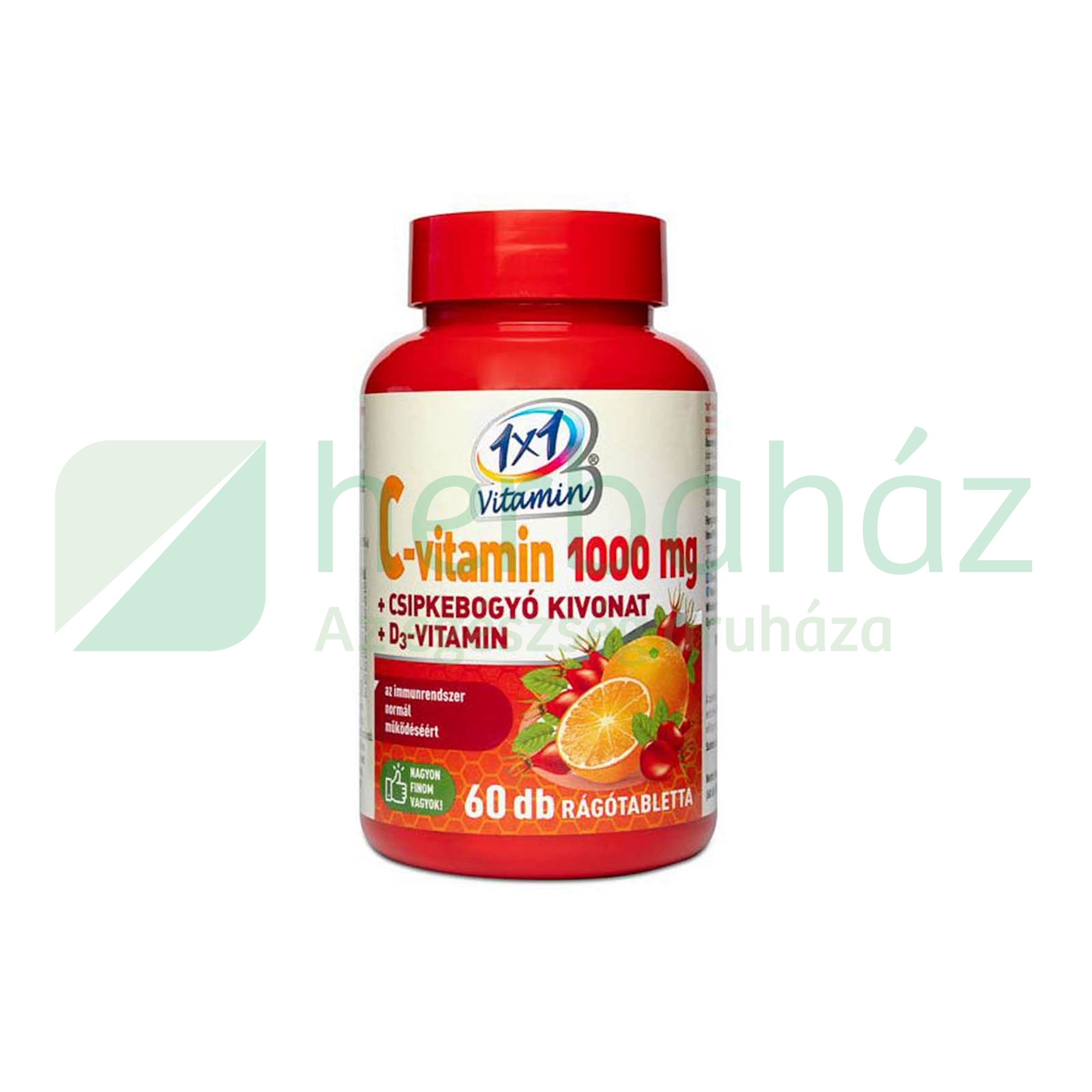 1X1 VITADAY C-VITAMIN 1000MG+D3+CSIPKEBOGYÓ KIVONATTAL NARANCS ÍZŰ TABLETTA 60DB