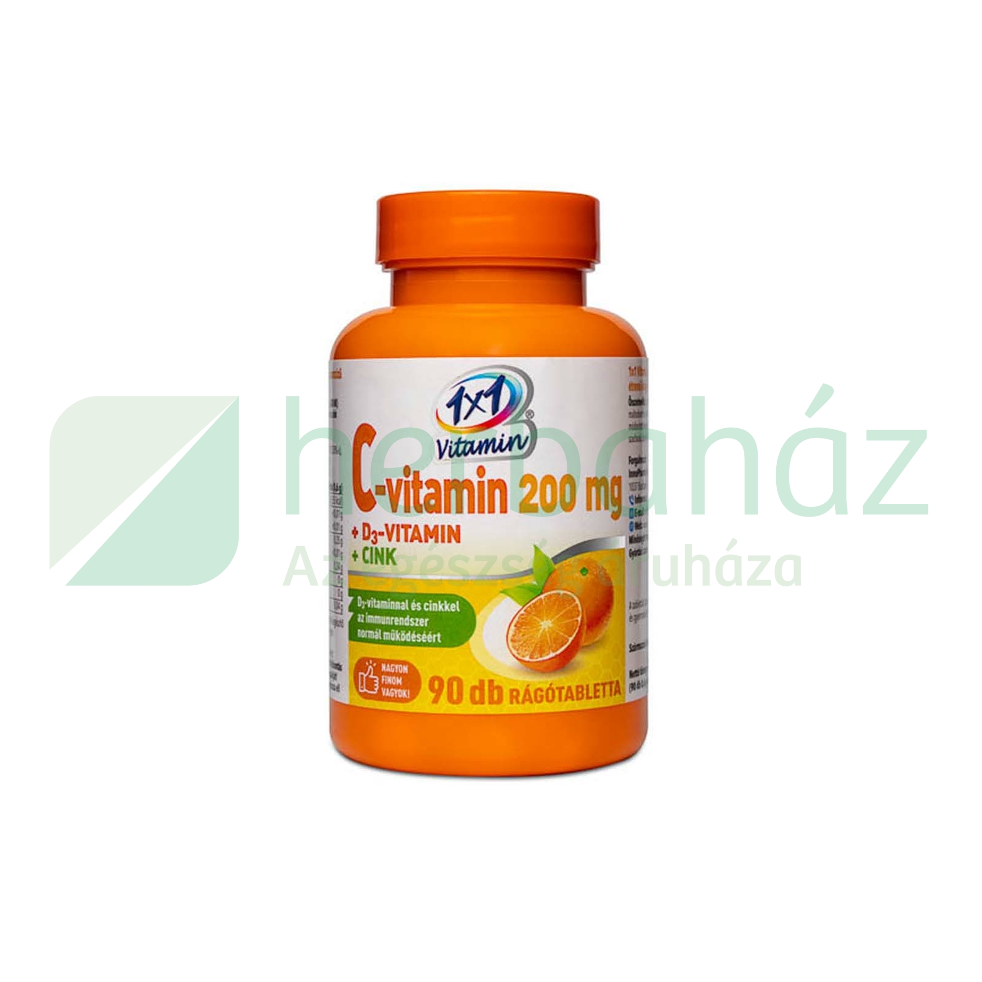 1X1 VITADAY RÁGÓTABLETTA C-VITAMIN 200MG+D3+CINK 90DB