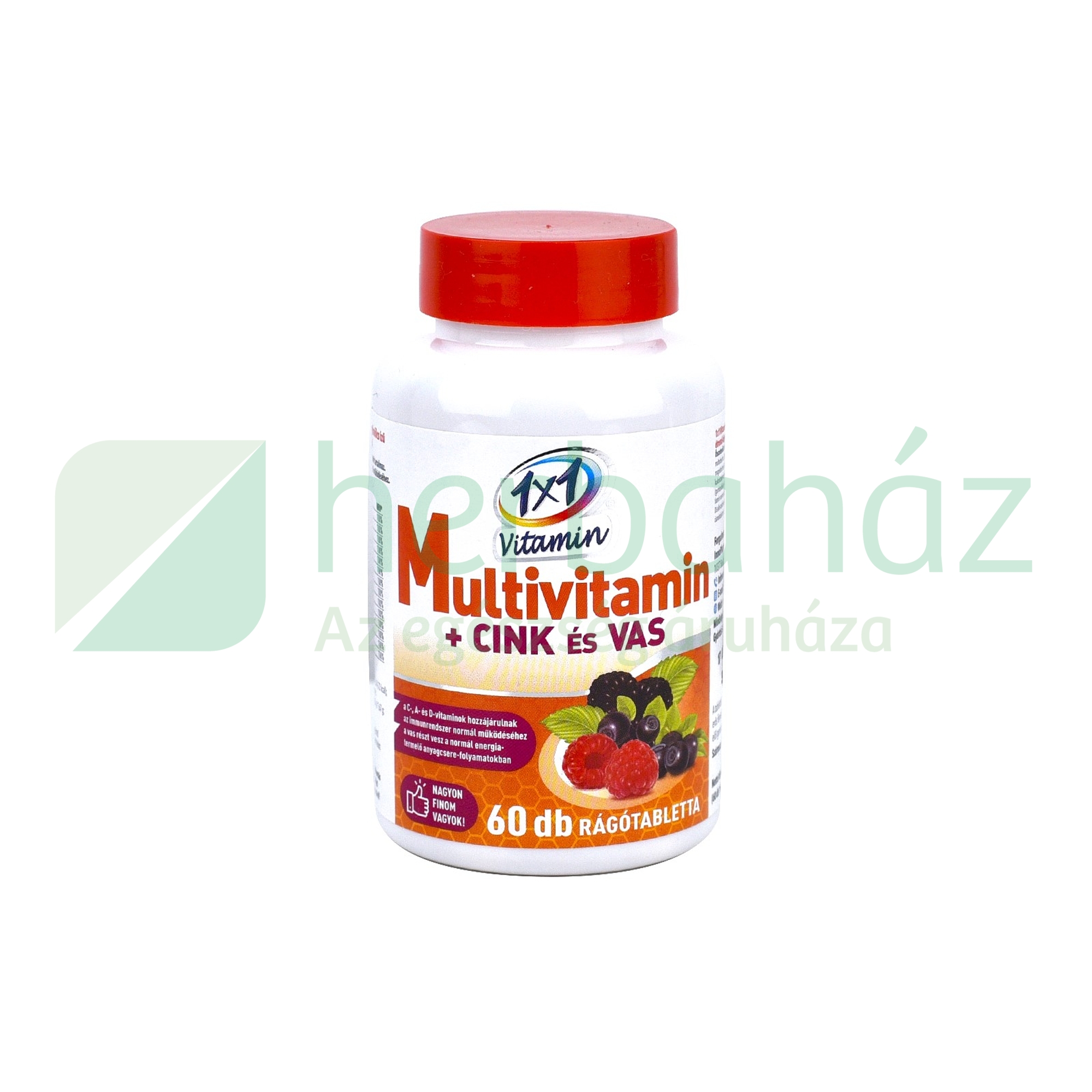 1X1 VITADAY RÁGÓTABLETTA MULTIVITAMIN + CINK + VAS 60DB