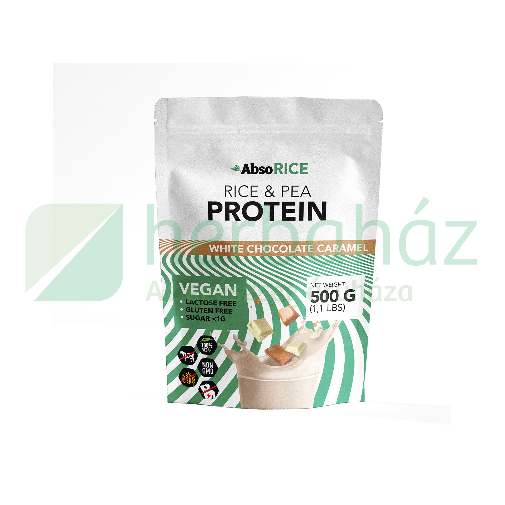 ABSORICE VEGAN PROTEIN POR - WHITE CHOCOLATE CARAMEL 500G