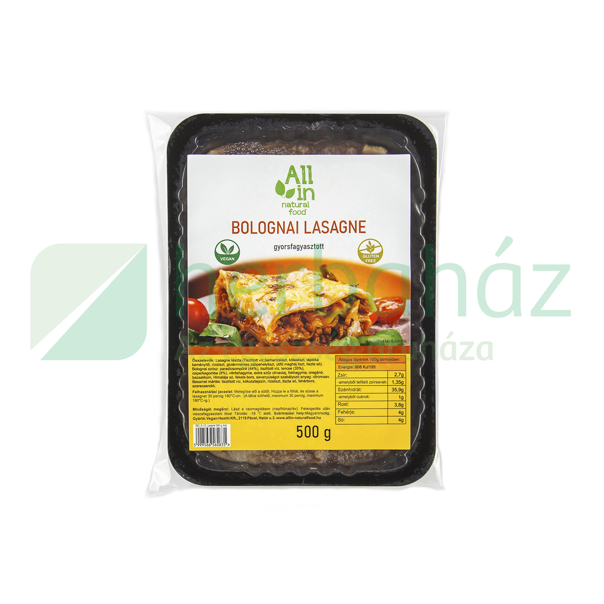 ALL IN NATURAL FOOD BOLOGNAI LASAGNE 500G[F]
