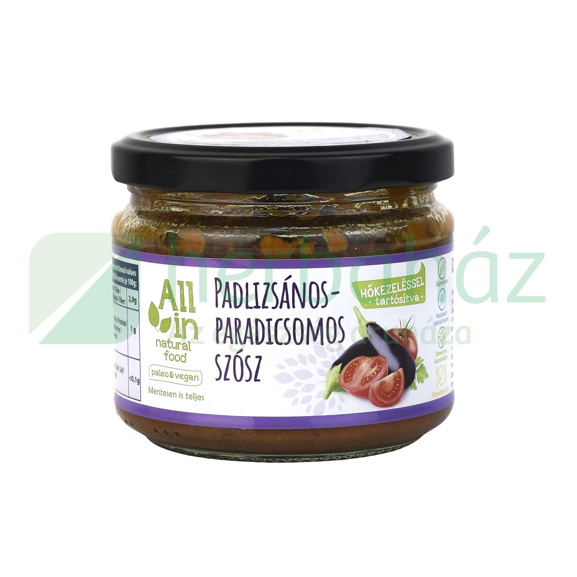 ALL IN NATURAL FOOD PADLIZSÁNOS ÉS PARADICSOMOS SZÓSZ PALEO-VEGÁN 250G [H]