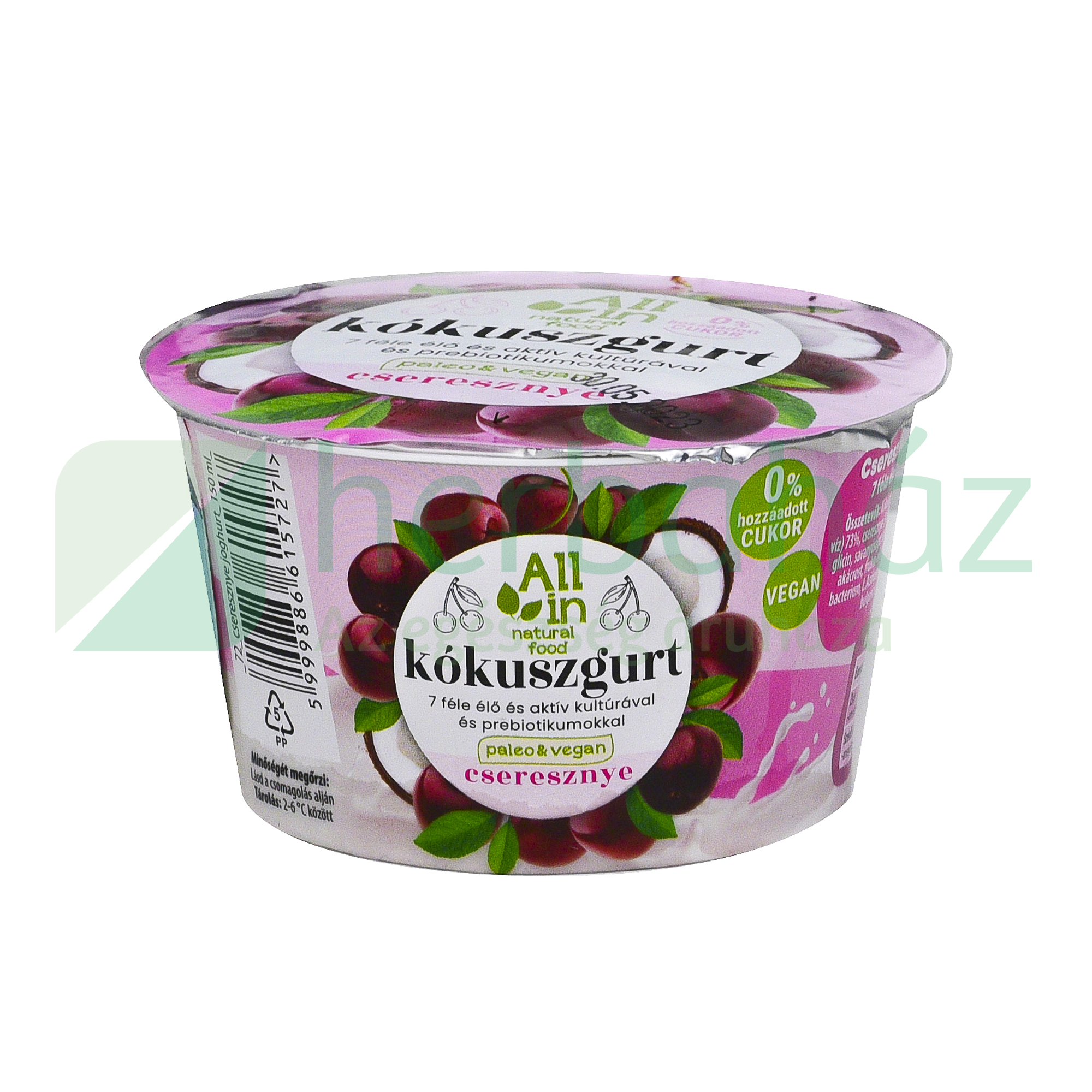 ALL IN NATURAL FOOD PALEO ÉS VEGÁN CSERESZNYÉS ÉLŐFLÓRÁS KÓKUSZGURT 150G [H]