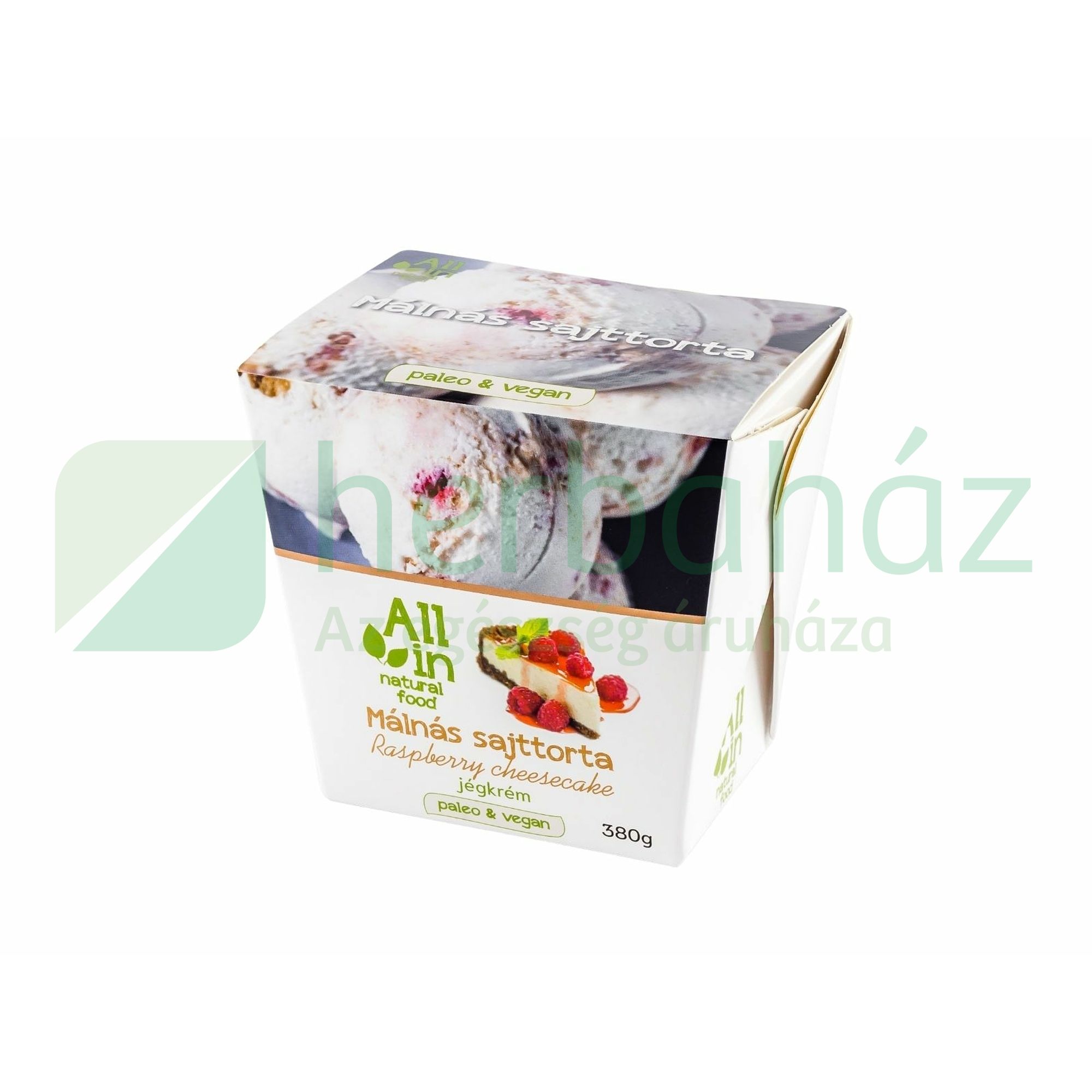 ALL IN NATURAL FOOD PALEO ÉS VEGÁN MÁLNÁS SAJTTORTA JÉGKRÉM 380G [F]