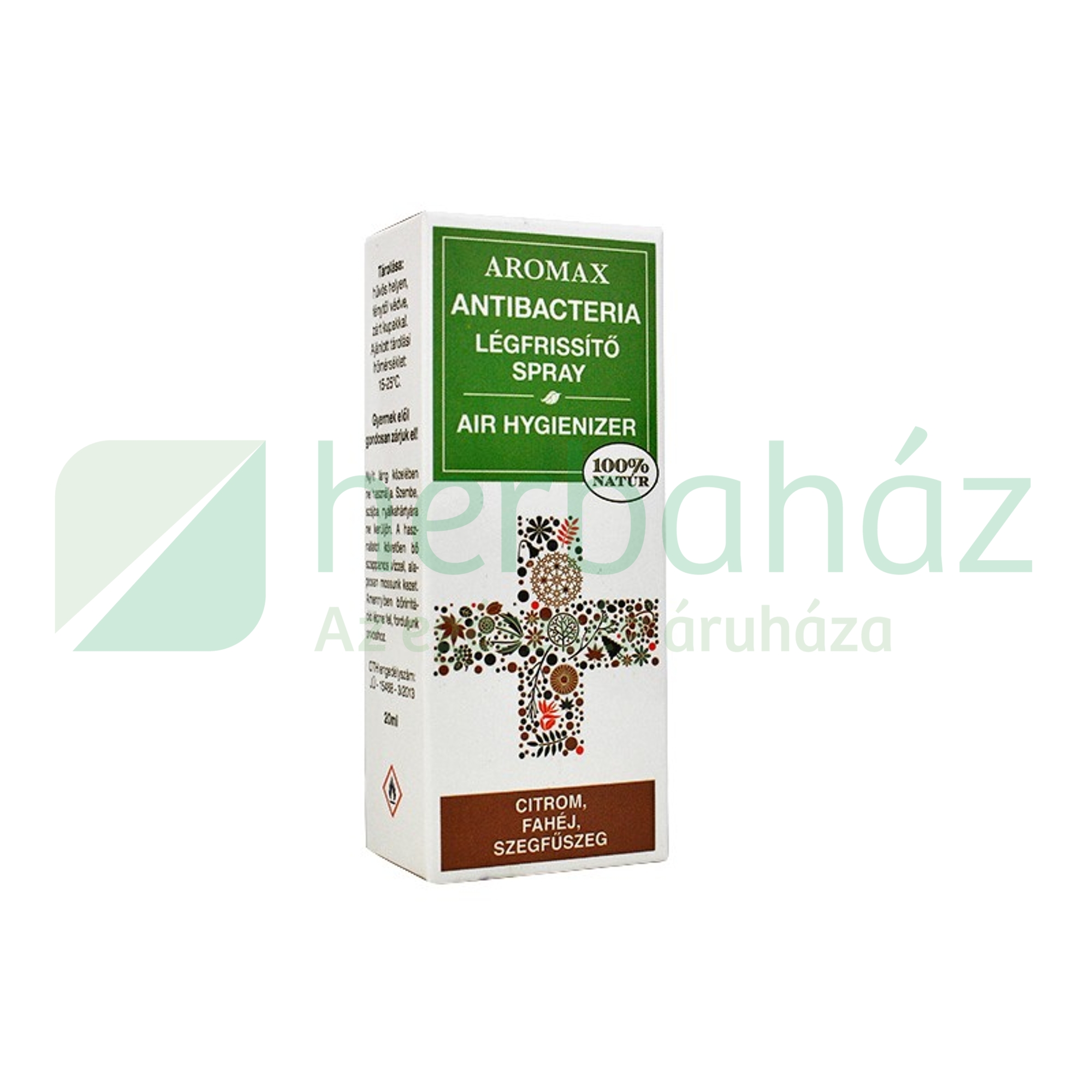 AROMAX ANTIBAKTERIA SPRAY CITROM + FAHÉJ + SZEGFŰSZEG 20ML