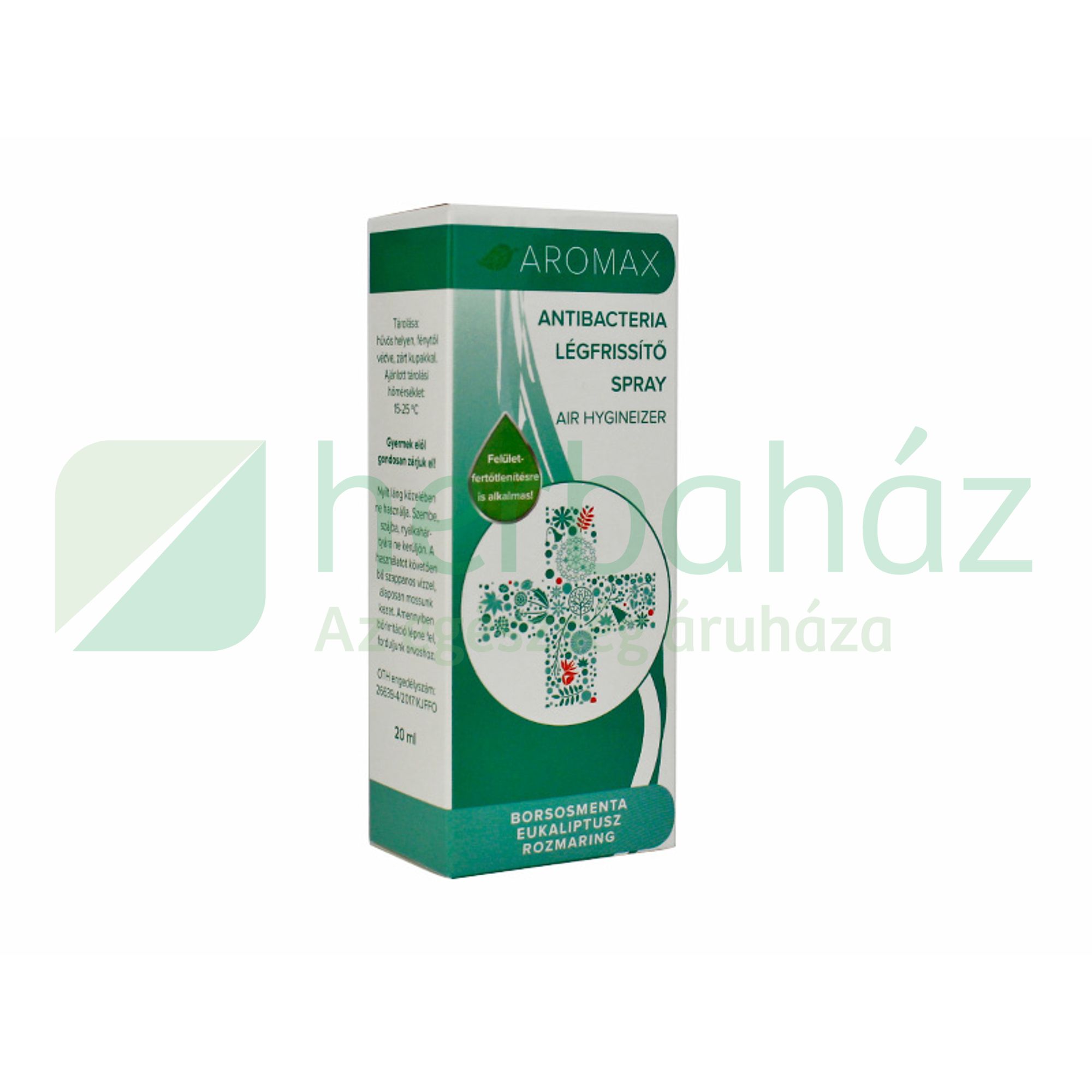 AROMAX LÉGFRISSÍTŐ SPRAY ANTIBACTERIA BORSMENTA-EUKALIPTUSZ ROZMARING 20ML