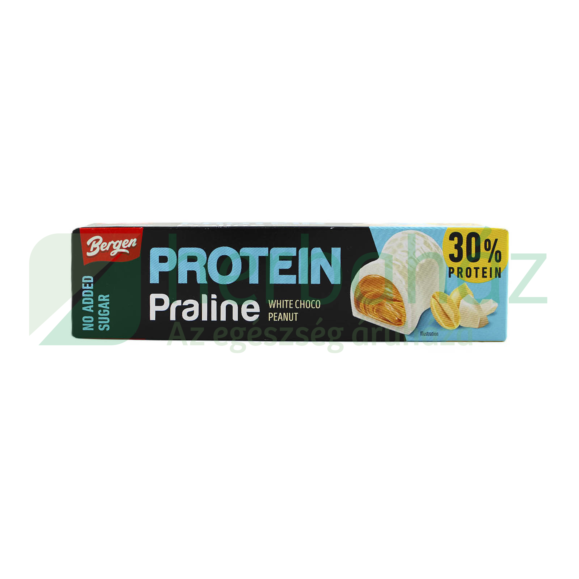 BERGEN PROTEIN PRALINÉ FEHÉR CSOKOLÁDÉS, MOGYORÓS ÍZZEL HCN 50G