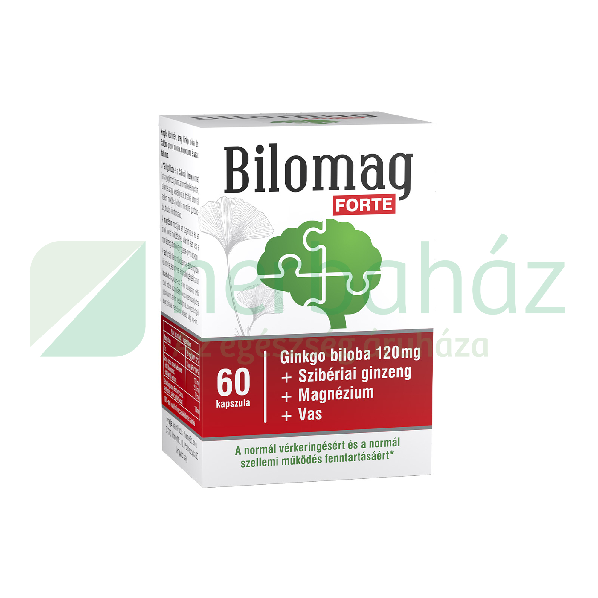 BILOMAG FORTE 120MG GINKGO BILOBA KIVONATOT TARTALMAZÓ ÉTREND-KIEGÉSZÍTŐ KAPSZULA 60DB