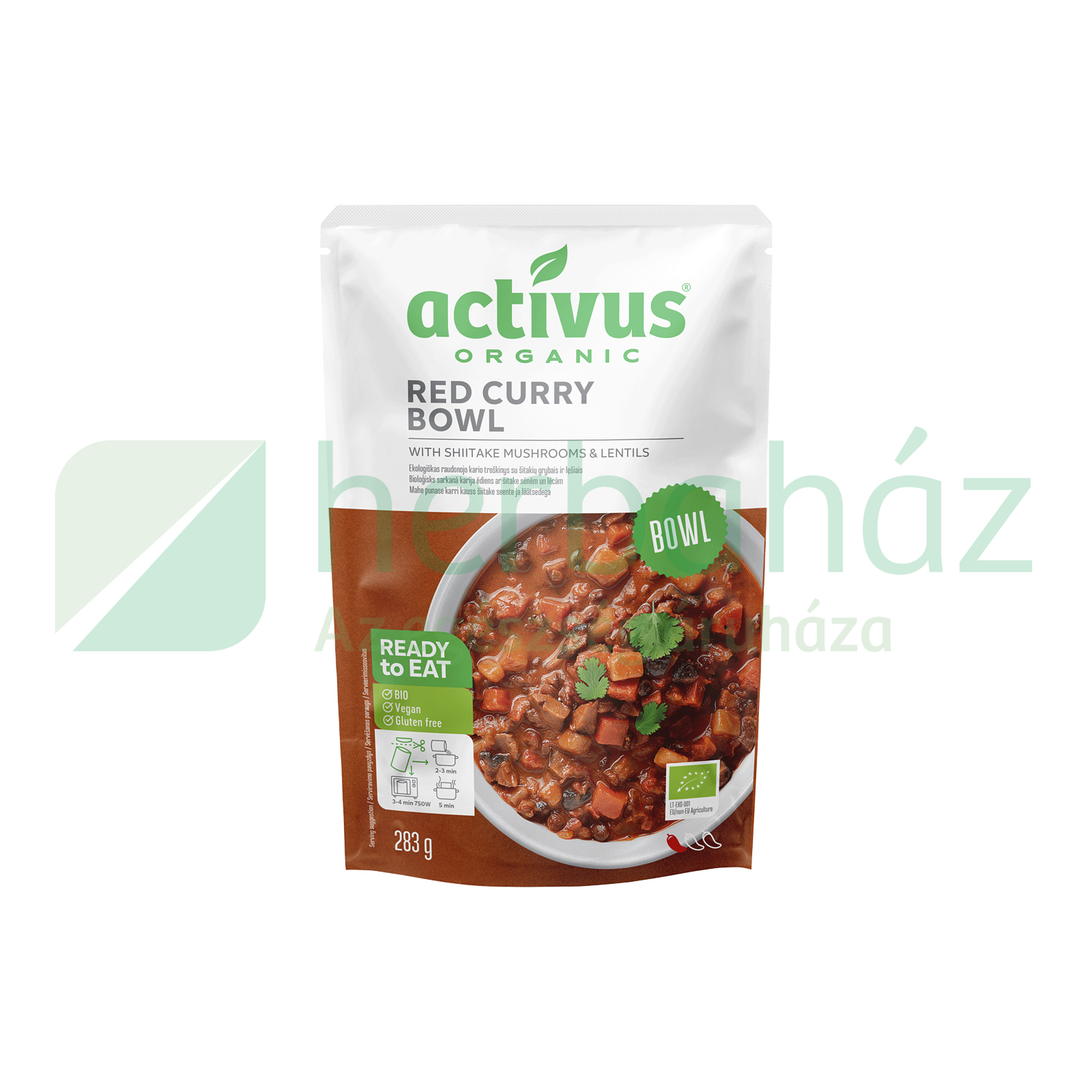 BIO ACTIVUS PIROS CURRY TÁL SHIITAKE GOMBÁVAL ÉS ZÖLD LENCSÉVEL 283G