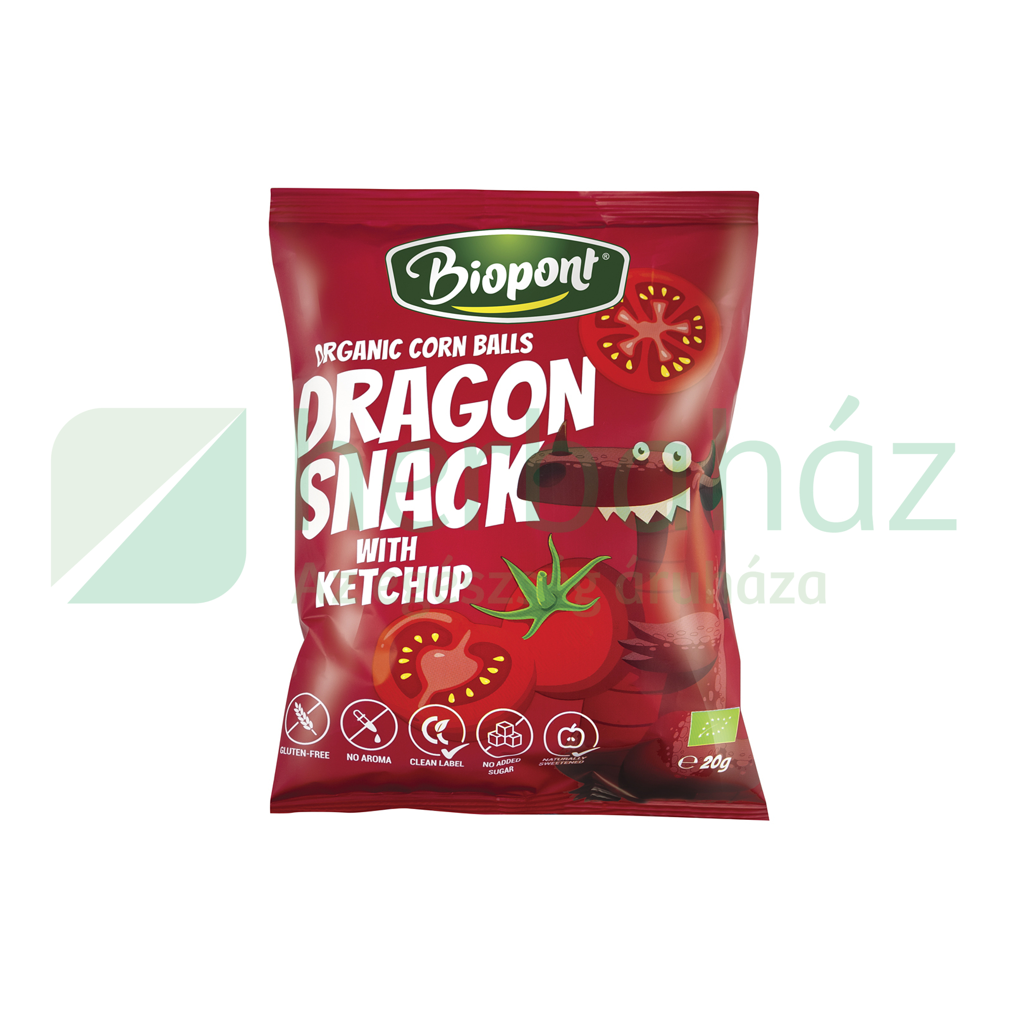 BIO BIOPONT GLUTÉNMENTES DRAGON FLIPS KUKORICA SNACK KETCHUPOS 20G