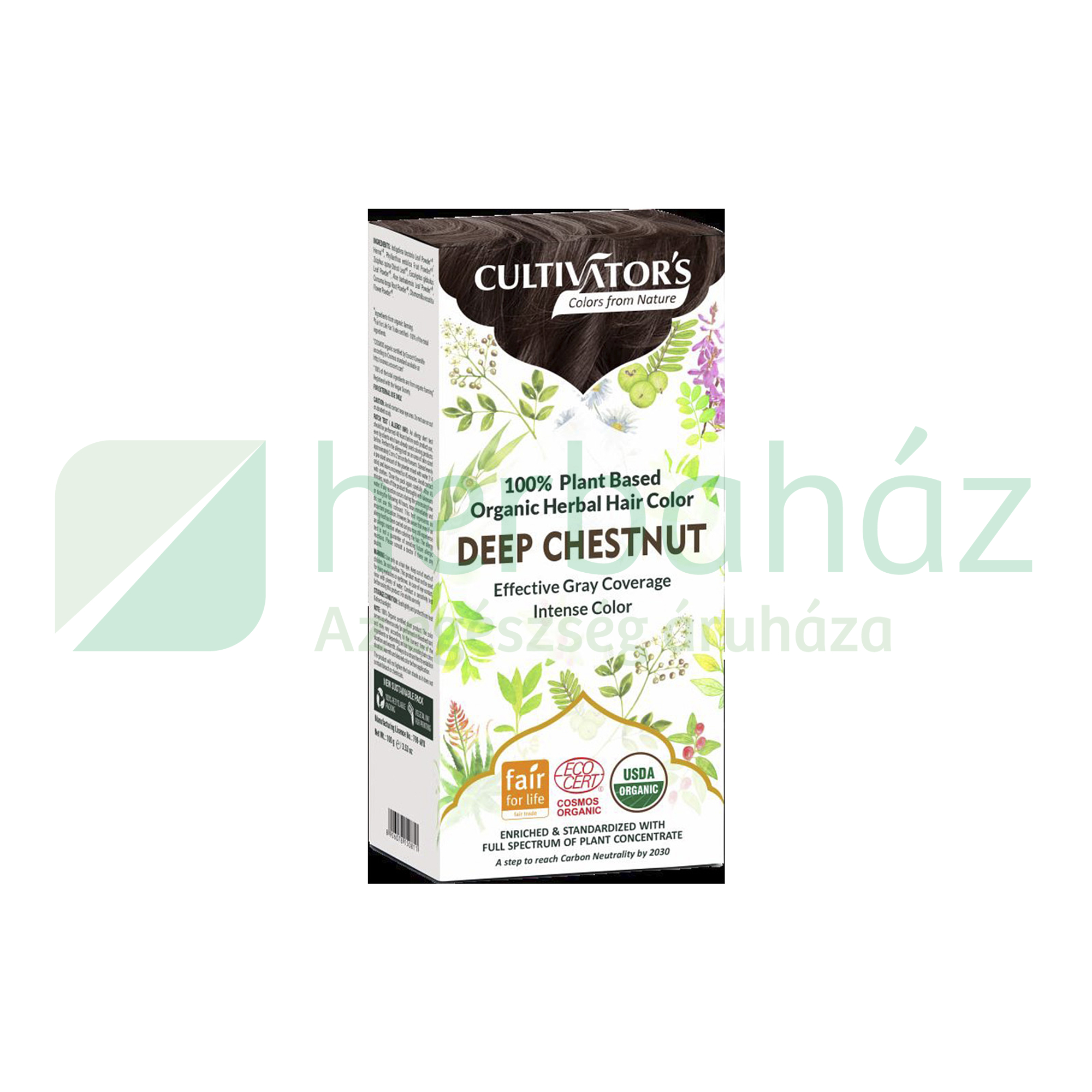 BIO CULTIVATORS NÖVÉNYI HAJFESTÉK MÉLY GESZTENYEBARNA 100G