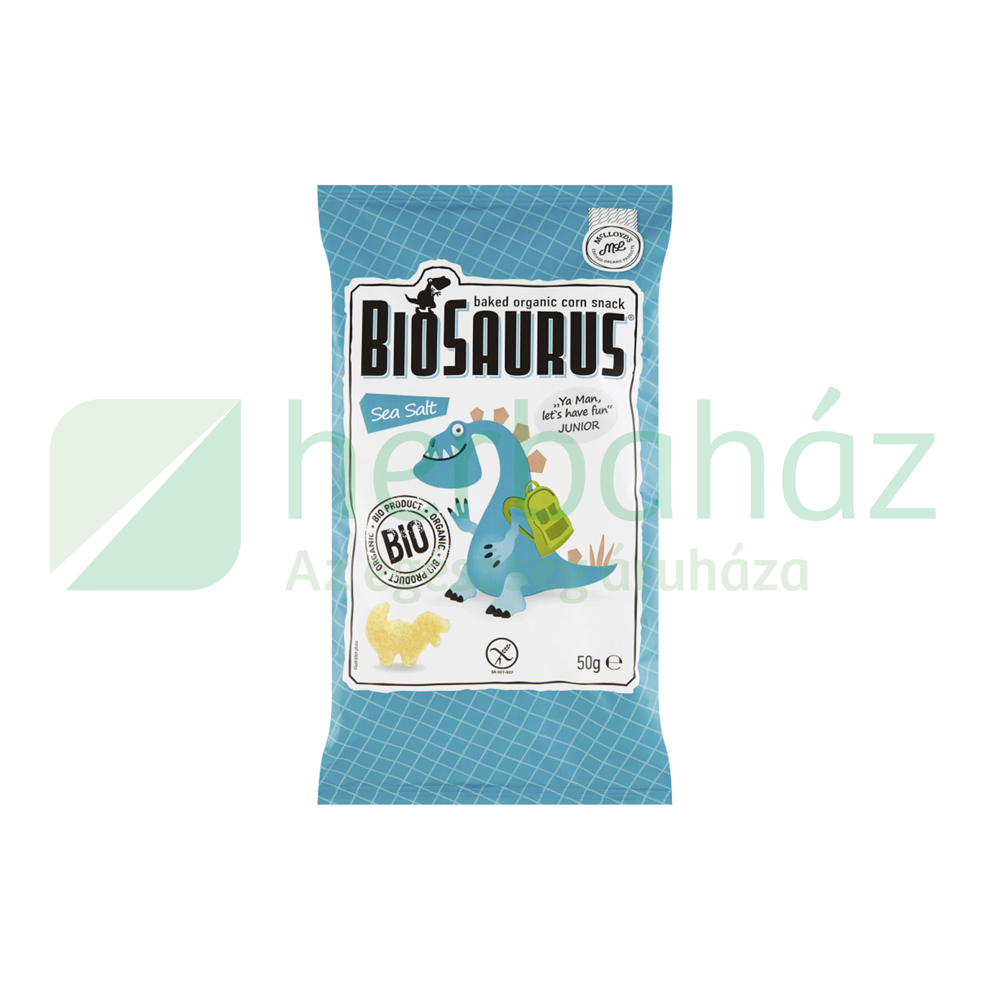 BIO MCCLOYDS BIOSAURUS JUNIOR KUKORICÁS SNACK TENGERI SÓS 50G