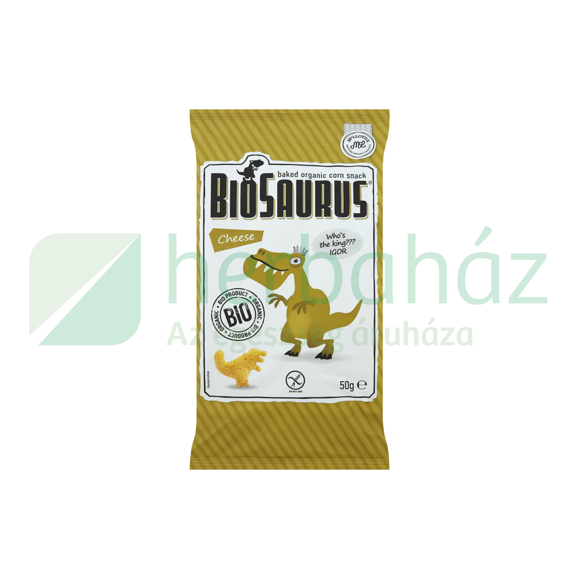 BIO MCLLOYDS BIOSAURUS IGOR KUKORICÁS SNACK SAJTOS 50G