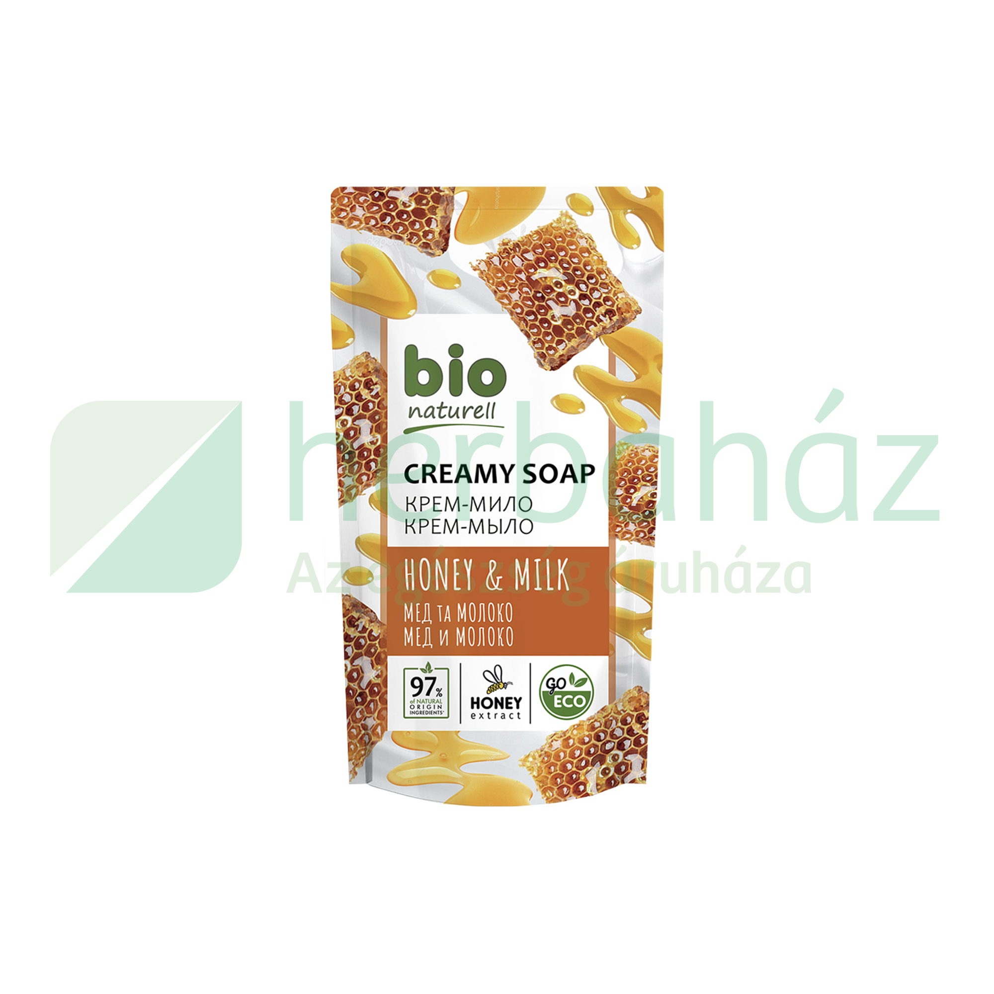 BIO NATURELL FOLYÉKONY KRÉMSZAPPAN UTÁNTÖLTŐ - MÉZ ÉS TEJ 460ML