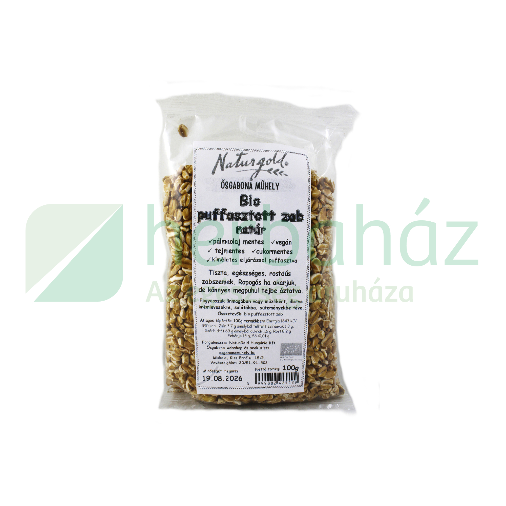 BIO NATURGOLD PUFFASZTOTT ZAB NATÚR 100G