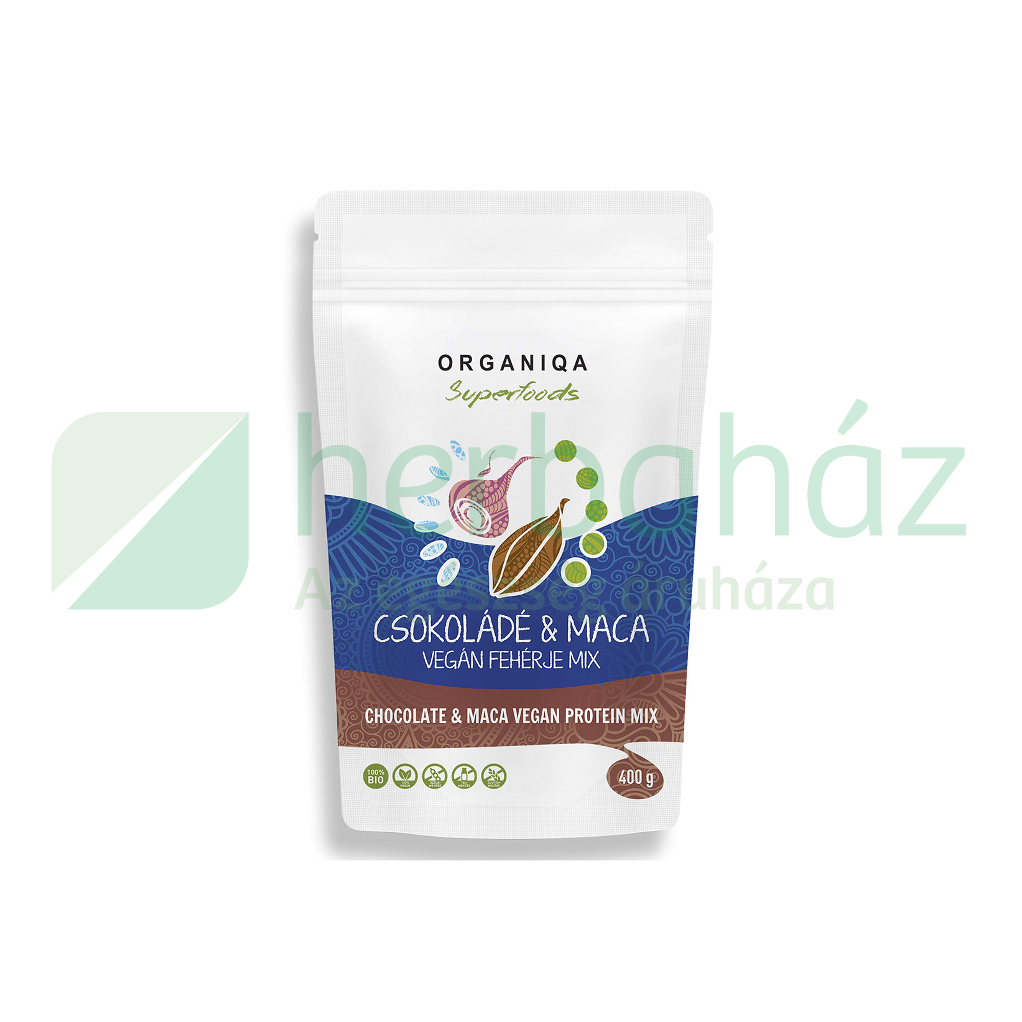 BIO ORGANIQA 100% CSOKOLÁDÉ-MACA VEGÁN FEHÉRJE 400G