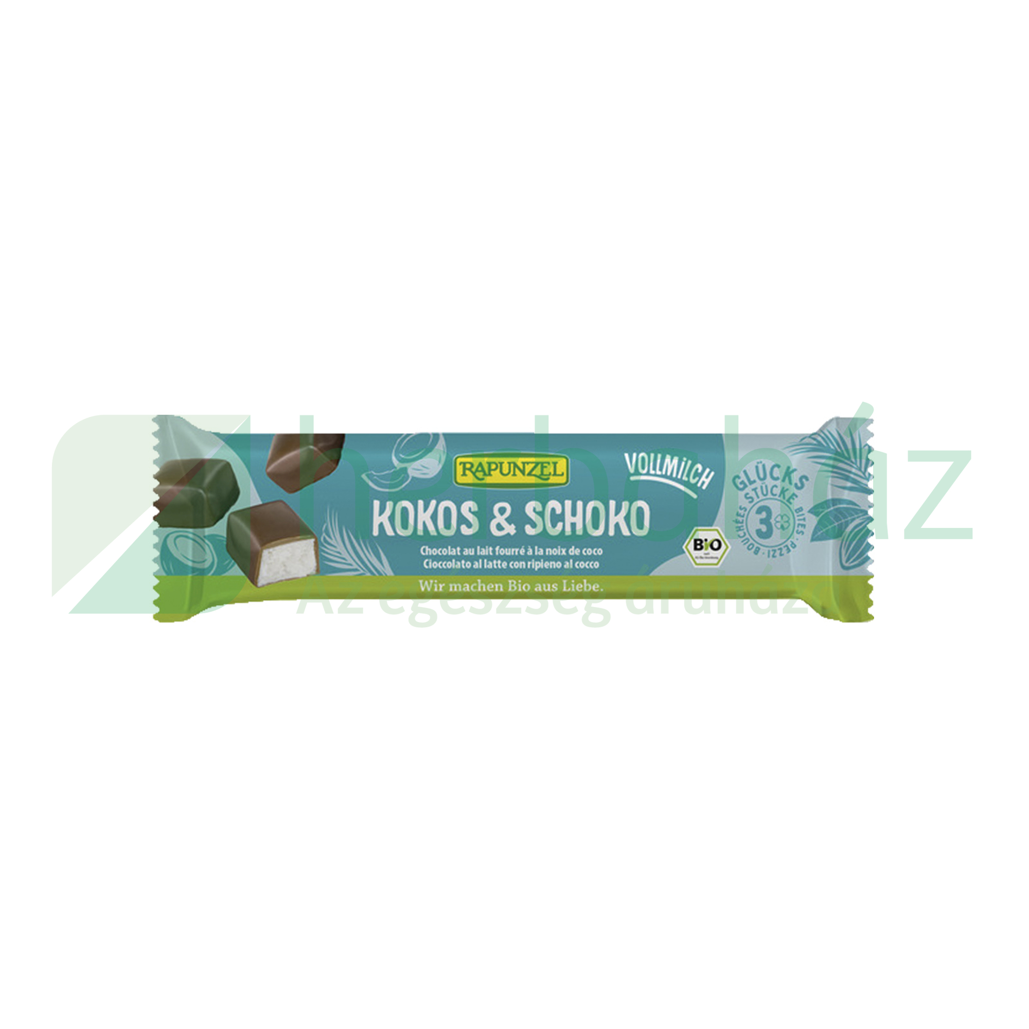BIO RAPUNZEL KÓKUSZKOCKÁK TEJCSOKOLÁDÉS BEVONATTAL (3DB) 50G