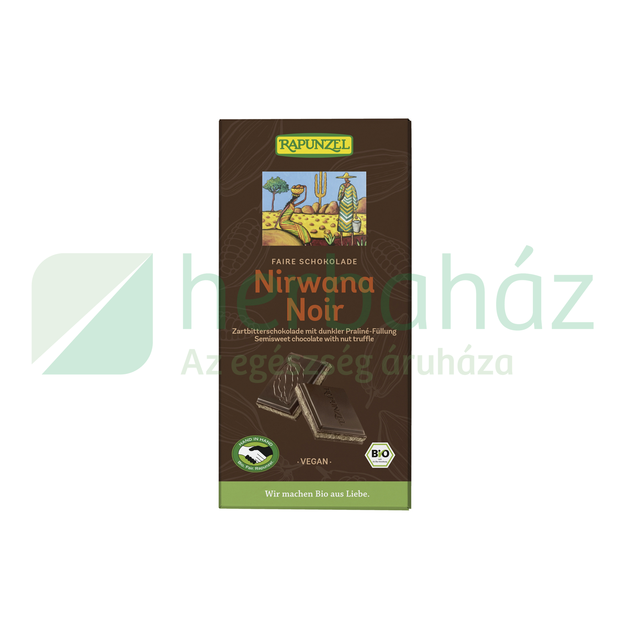BIO RAPUNZEL NIRWANA NOIR KESERŰ TÖLTÖTT CSOKOLÁDÉ 100G
