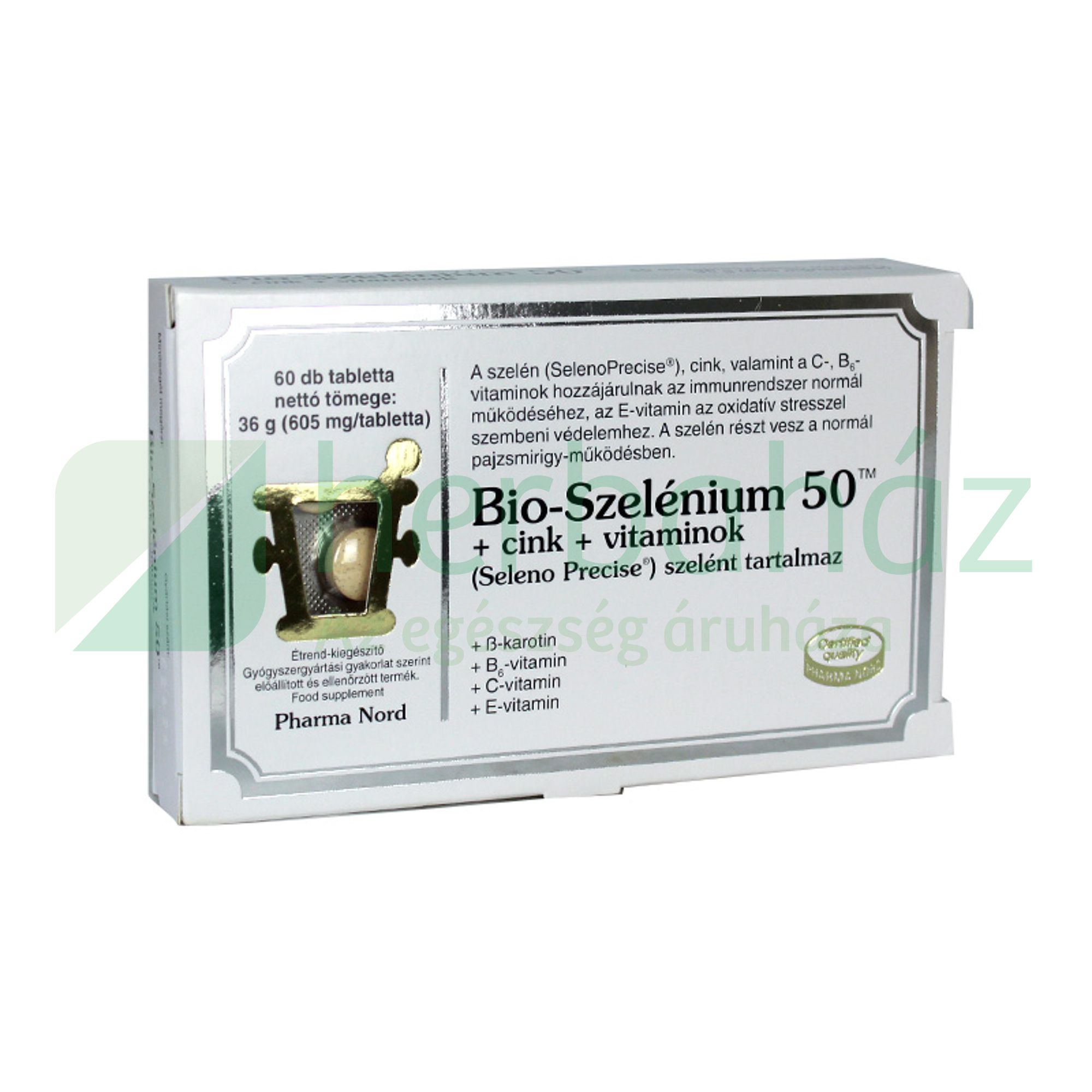 PHARMA NORD SZELÉNIUM 50+CINK TABLETTA 60DB