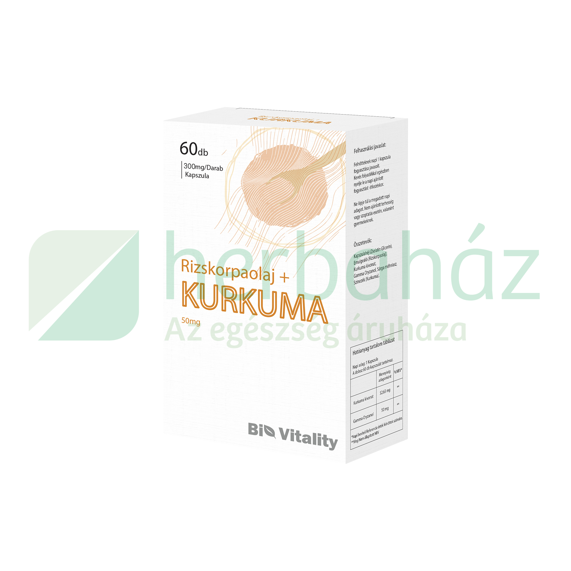 BIO VITALITY KURKUMA+RIZSKORPAOLAJ LÁGYZSELÉ KAPSZULA 60DB