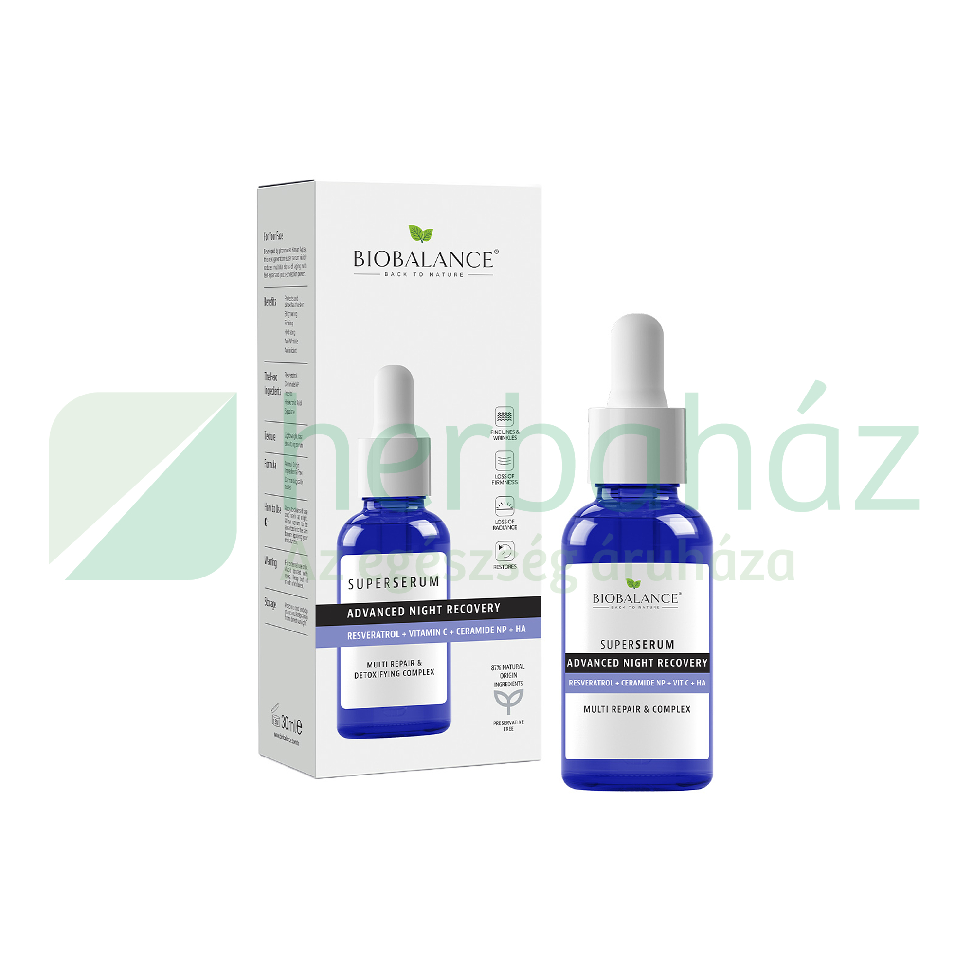 BIOBALANCE REGENERÁLÓ ÉJSZAKAI SZUPERSZÉRUM ARCRA 30ML