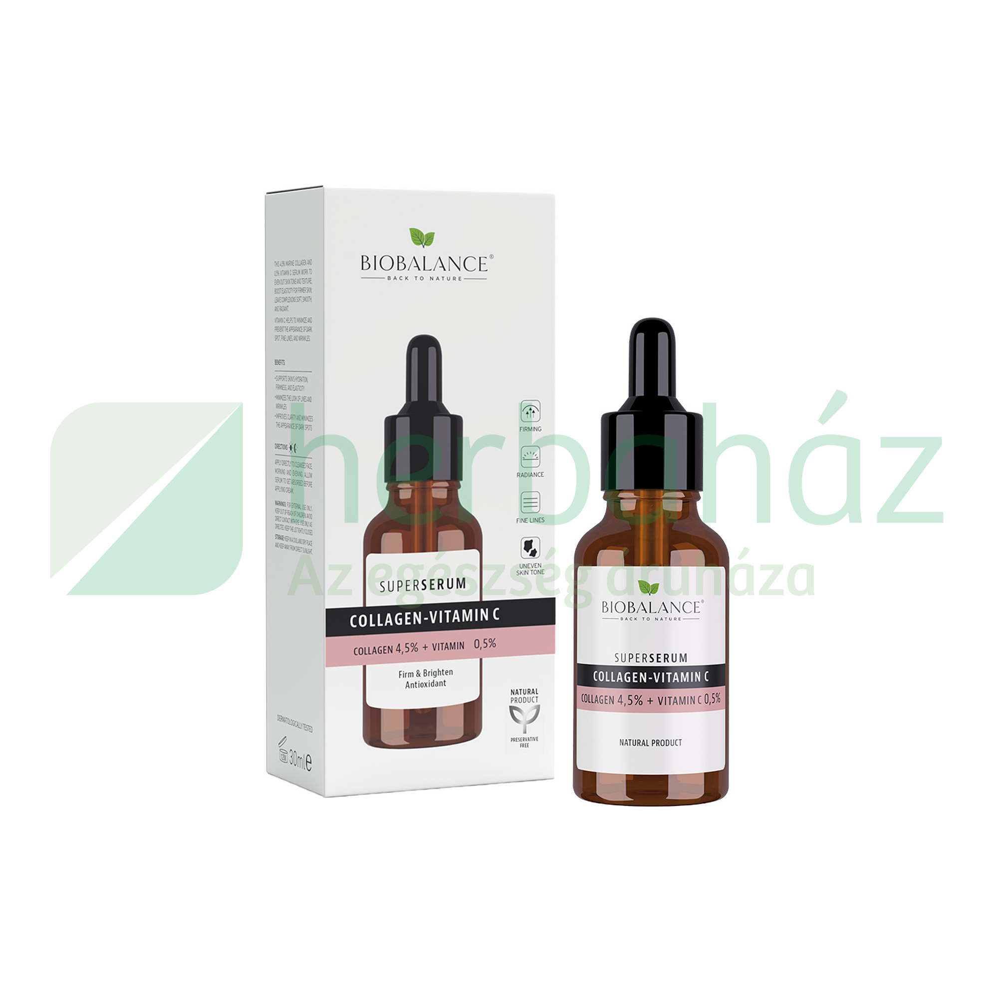 BIOBALANCE SZUPERSZÉRUM ARCRA TENGERI KOLLAGÉNNEL ÉS C-VITAMINNAL 30ML