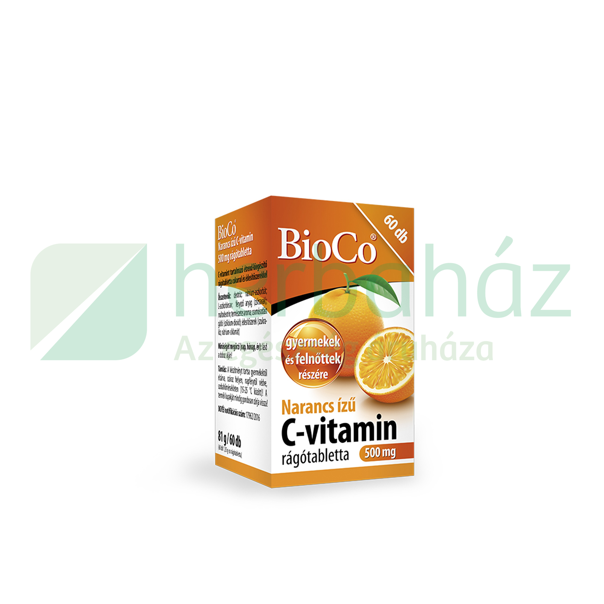 BIOCO C-VITAMIN 500MG NARANCS ÍZŰ RÁGÓTABLETTA 60DB