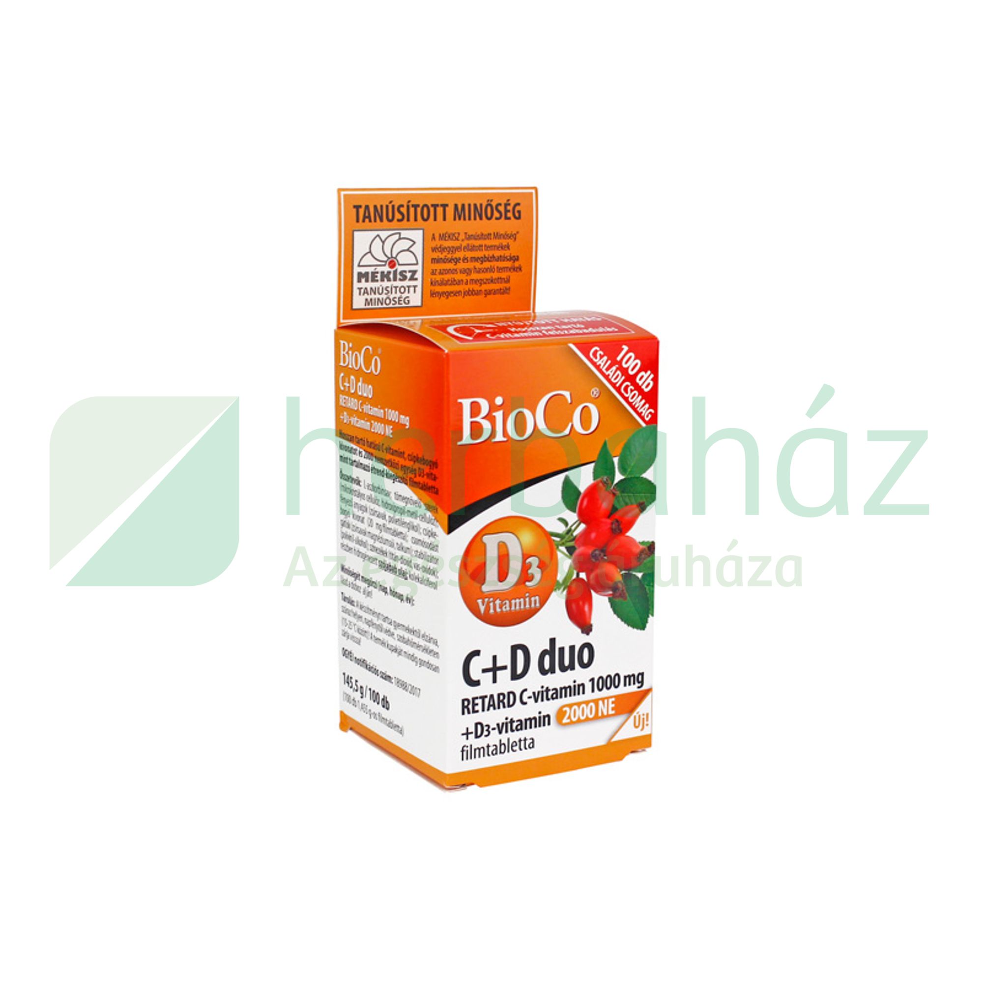 BIOCO C+D DUO RETARD C-VITAMIN 1000 MG + D3-VITAMIN 2000NE FILMTABLETTA 100DB