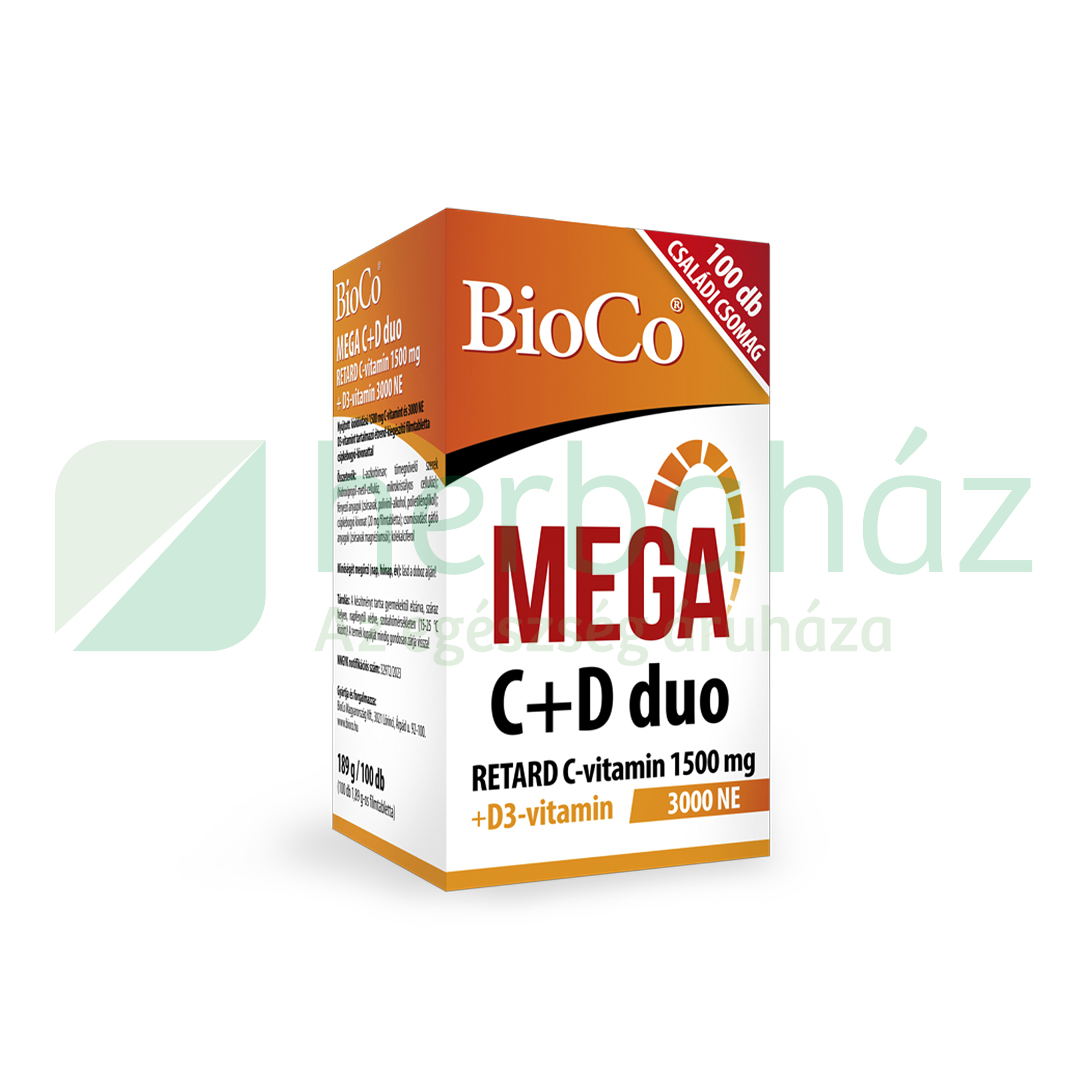 BIOCO C+D DUO RETARD MEGA C-VITAMIN 1500 MG + D3-VITAMIN 3000 NE 100DB