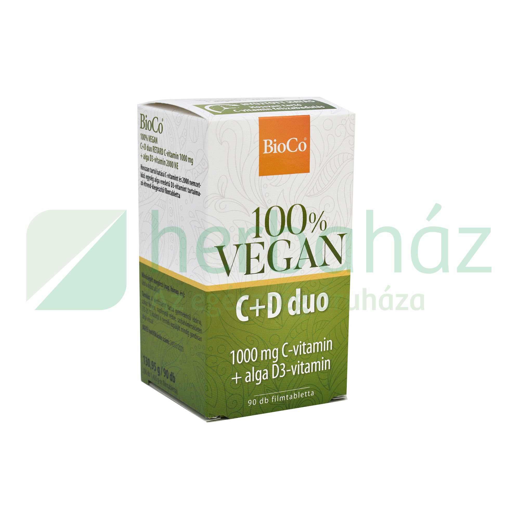 BIOCO VEGAN  C+D DUO 1000MG C-VITAMIN+ALGA D3-VITAMIN 90DB