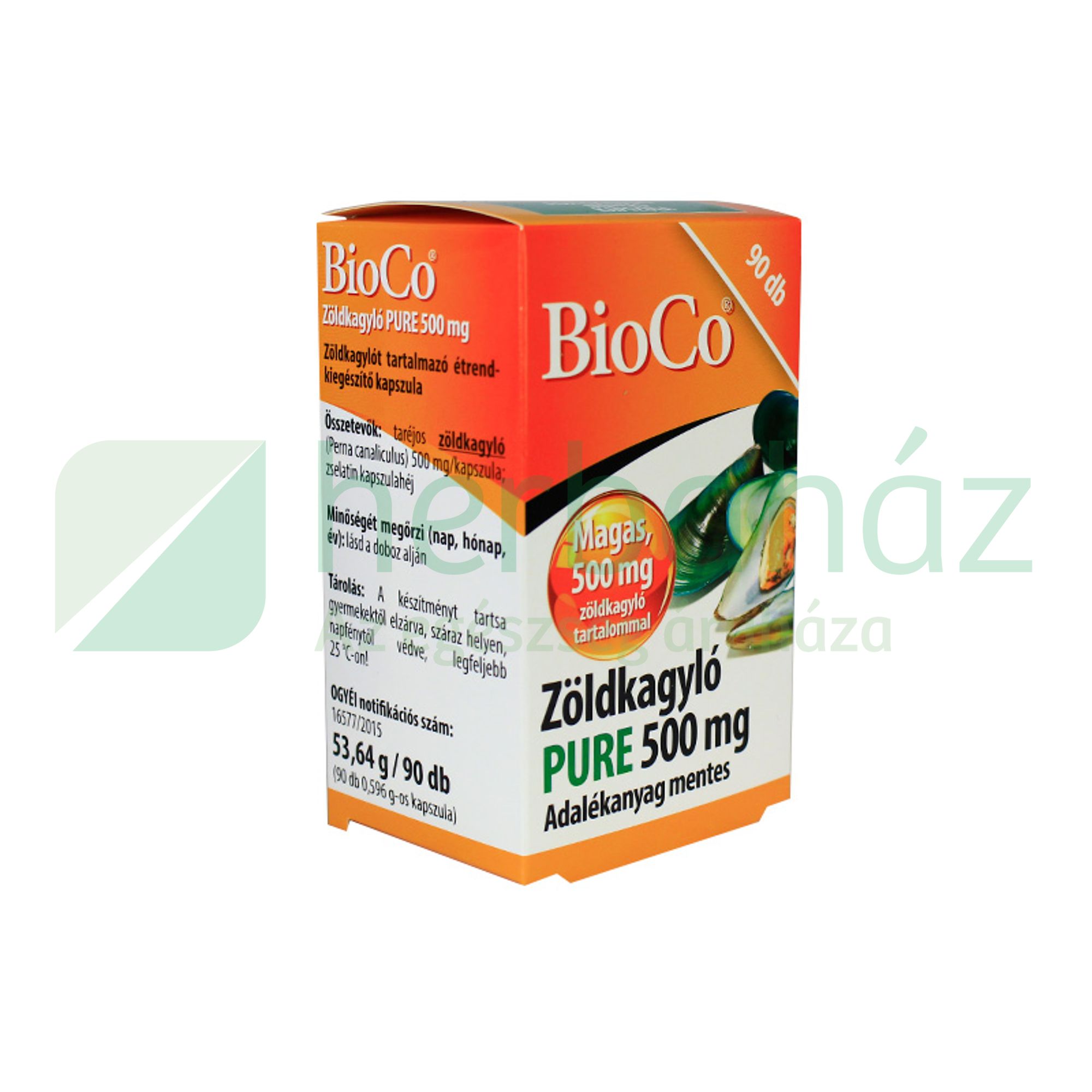 BIOCO ZÖLDKAGYLÓ PURE 500MG KAPSZULA 90DB