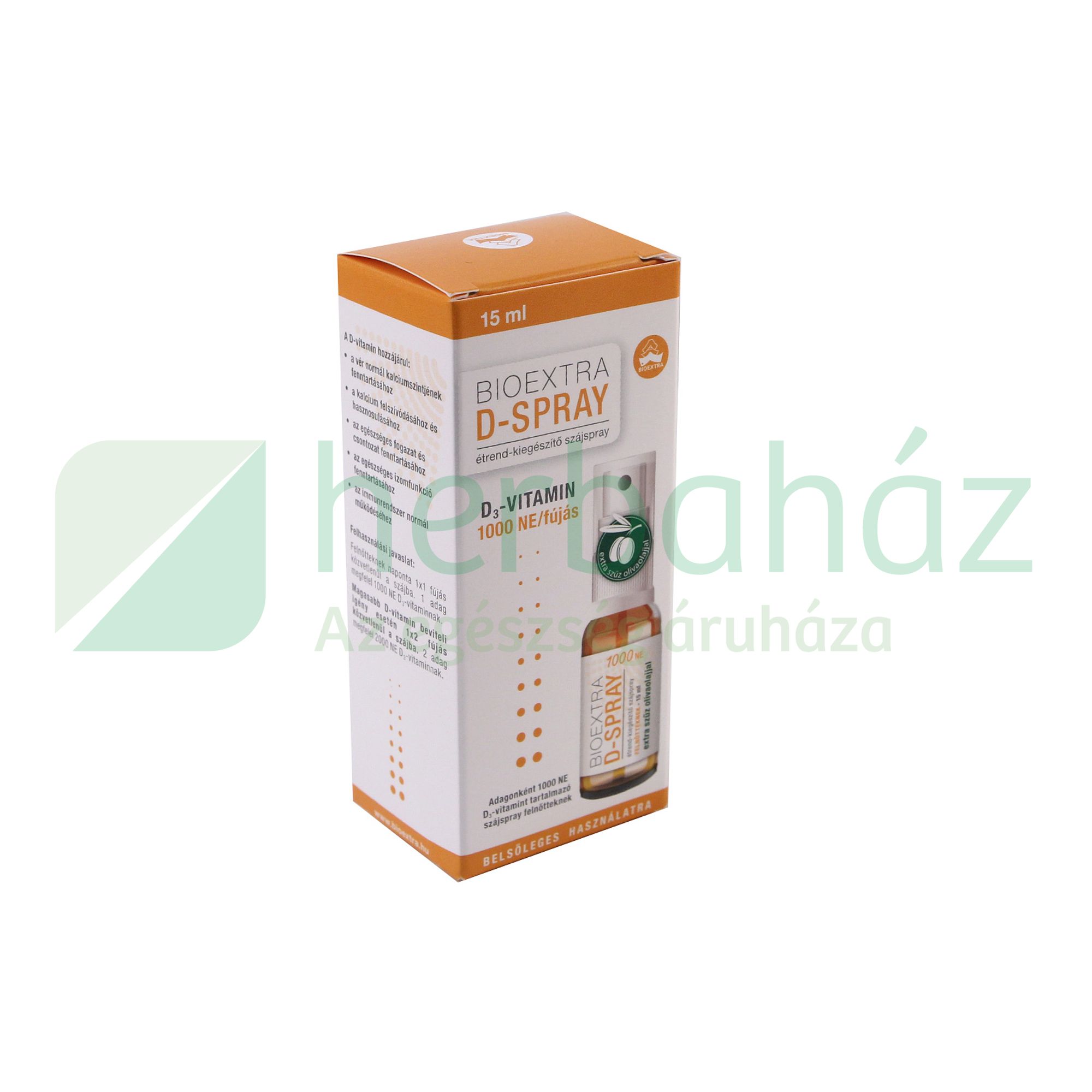 BIOEXTRA D-SPRAY 1000 NE D3-VITAMINT TARTALMAZÓ ÉTREND-KIEGÉSZÍTŐ SZÁJSPRAY 15ML