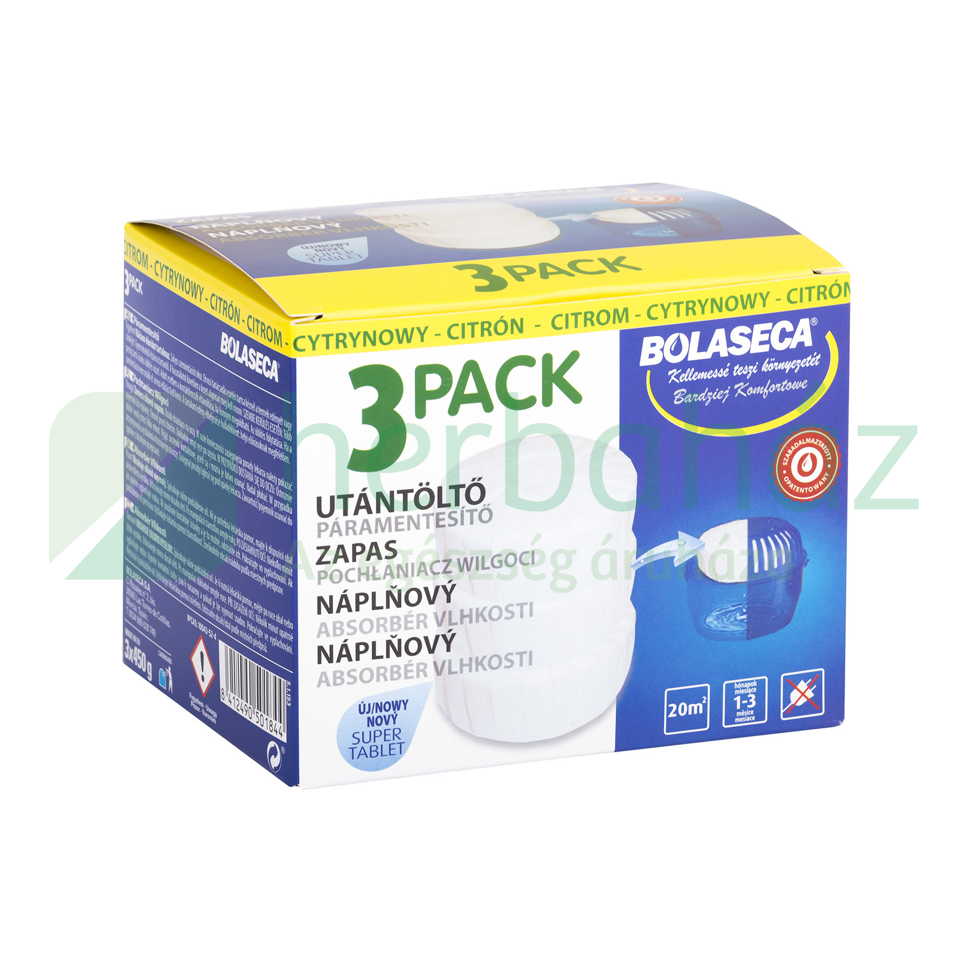 BOLASECA UTÁNTÖLTŐ TABLETTA CITROM (3X450G) 1DB