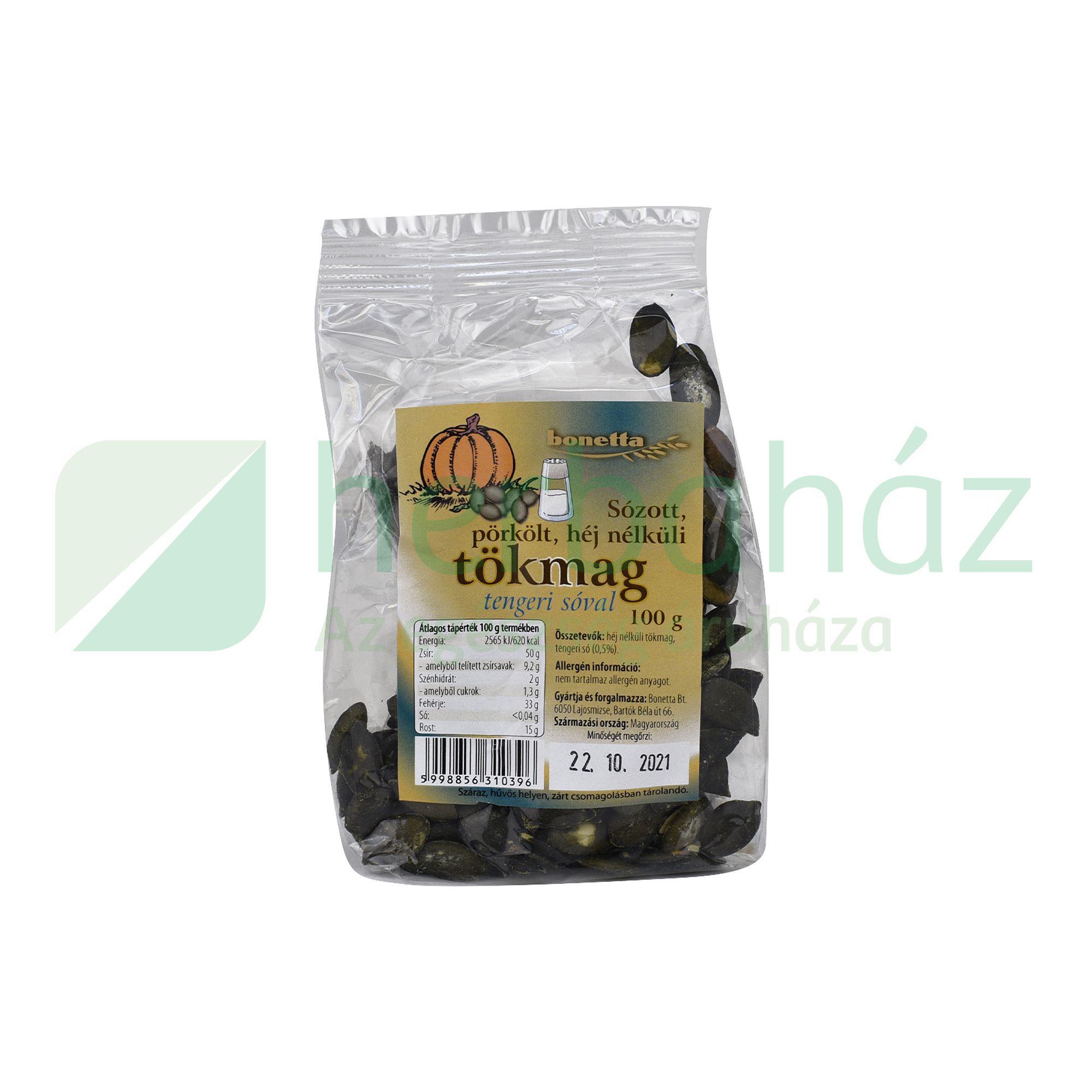 BONETTA PÖRKÖLT TÖKMAG HÉJNÉLKÜLI SÓZOTT 100G
