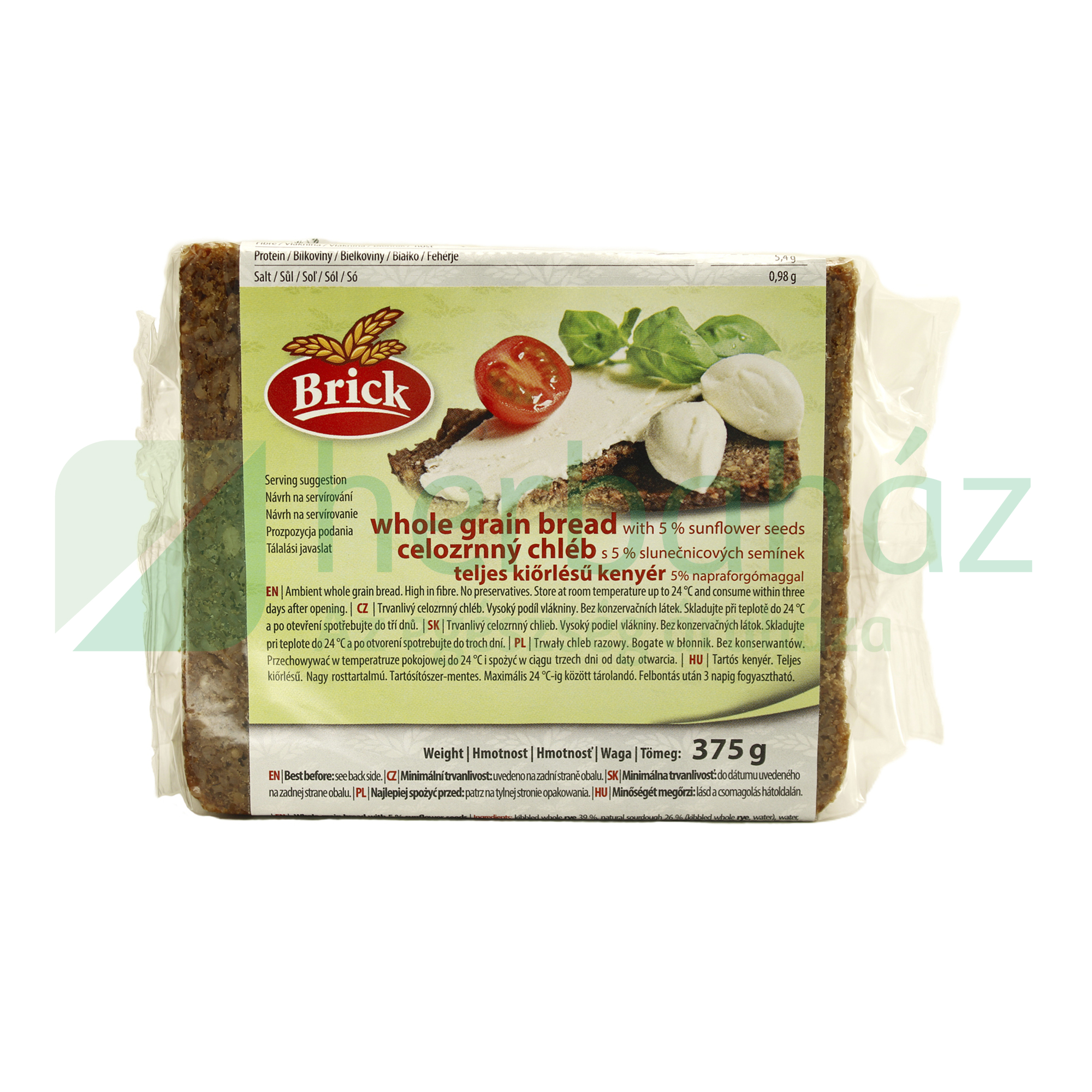 BRICK TELJES KIŐRLÉSŰ KENYÉR NAPRAFORGÓMAGGAL 375G