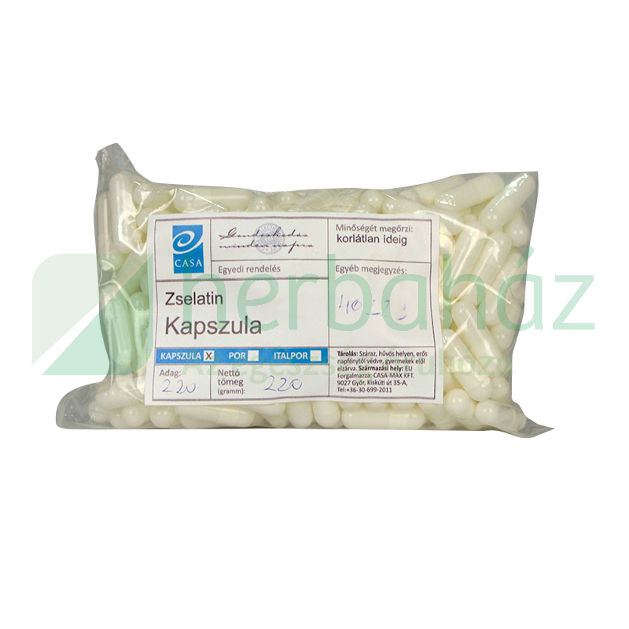 CASA ÜRES ZSELATIN KAPSZULA 220DB