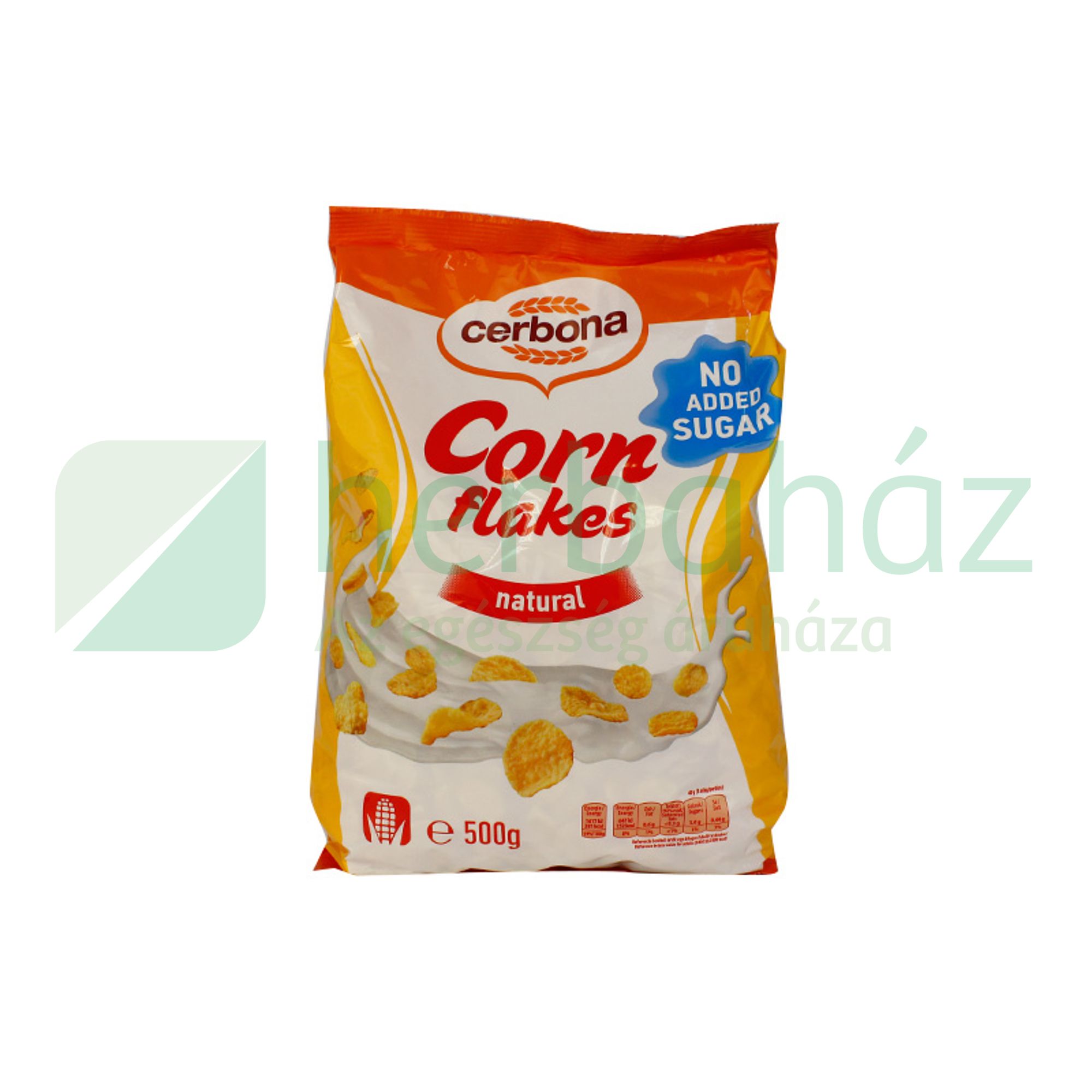 CERBONA CORN FLAKES KUKORICAPEHELY HOZZÁADOTT CUKOR NÉLKÜL 500G