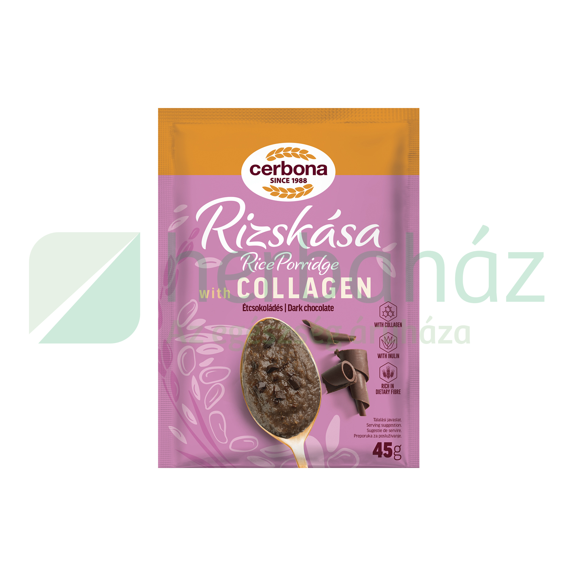 CERBONA ÉTCSOKOLÁDÉS RIZSKÁSA KOLLAGÉNNEL 45G