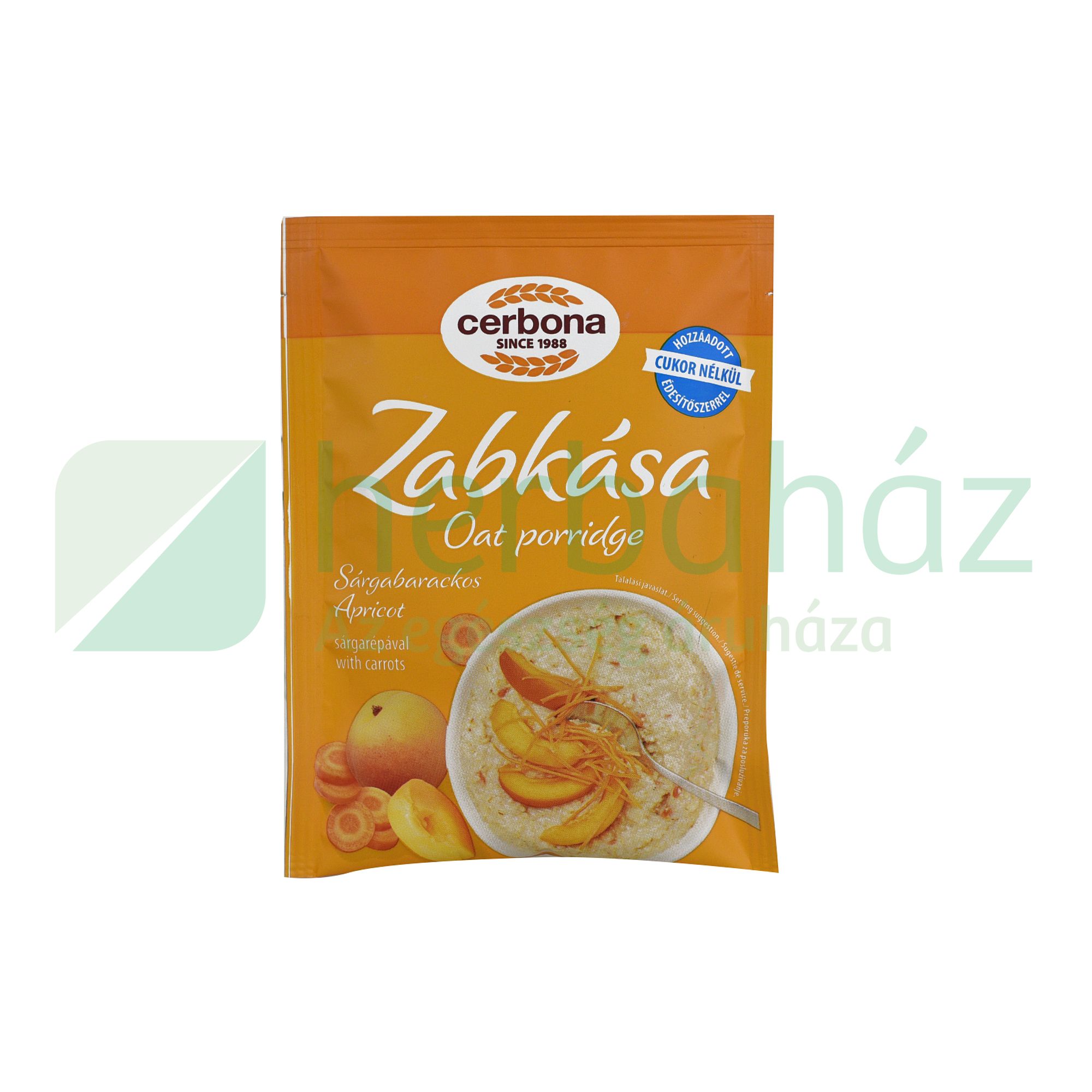 CERBONA SÁRGABARACKOS ZABKÁSA HOZZÁADOTT CUKOR NÉLKÜLI 50G