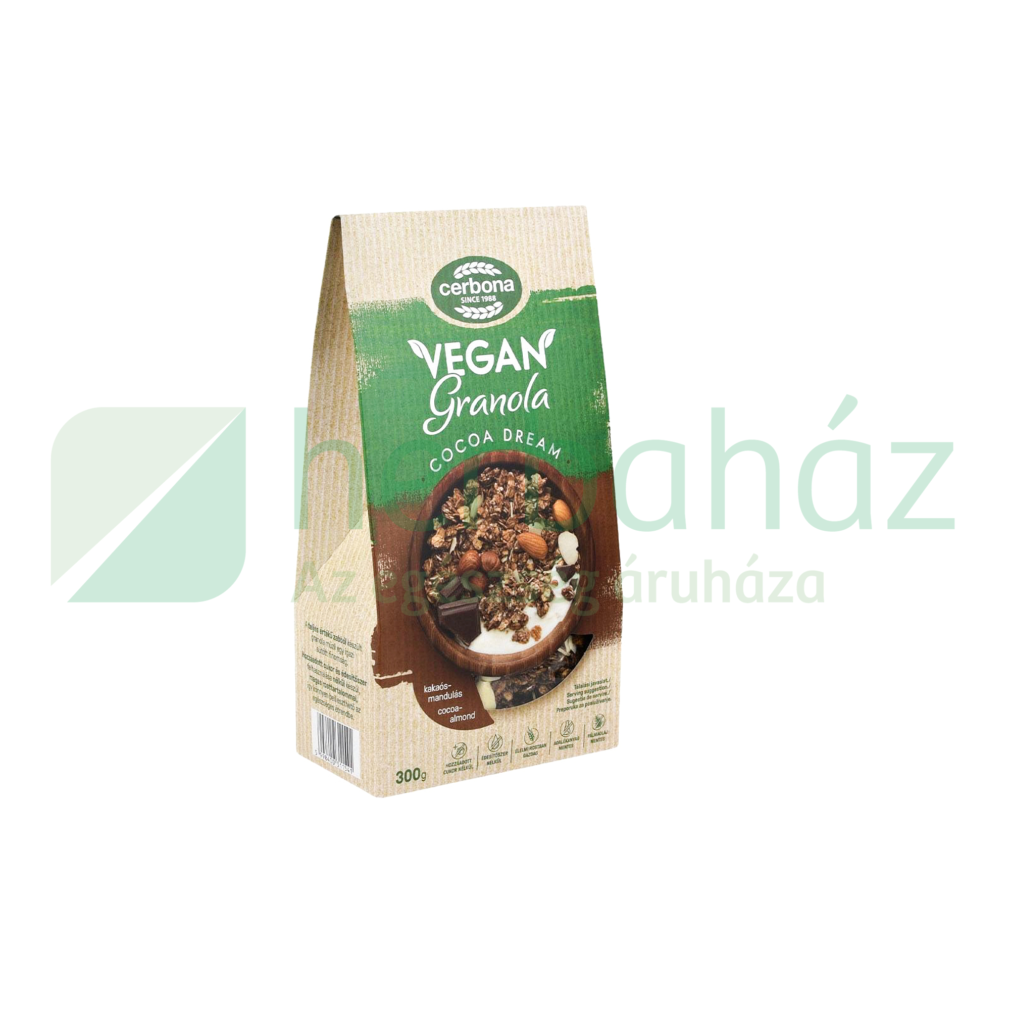 CERBONA VEGÁN KAKAÓS-MANDULÁS GRANOLA MÜZLI 300G