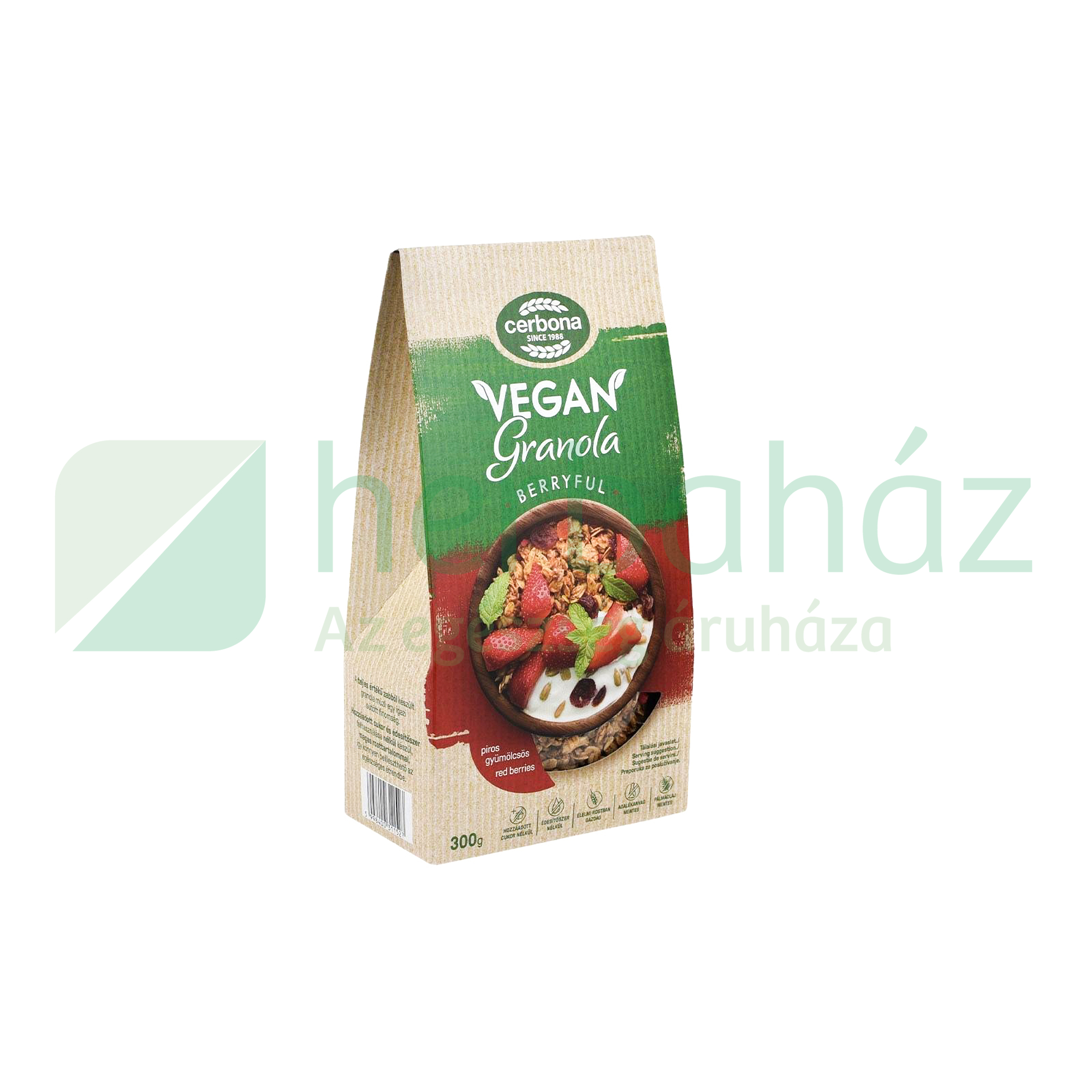 CERBONA VEGÁN PIROS GYÜMÖLCSÖS GRANOLA MÜZLI 300G