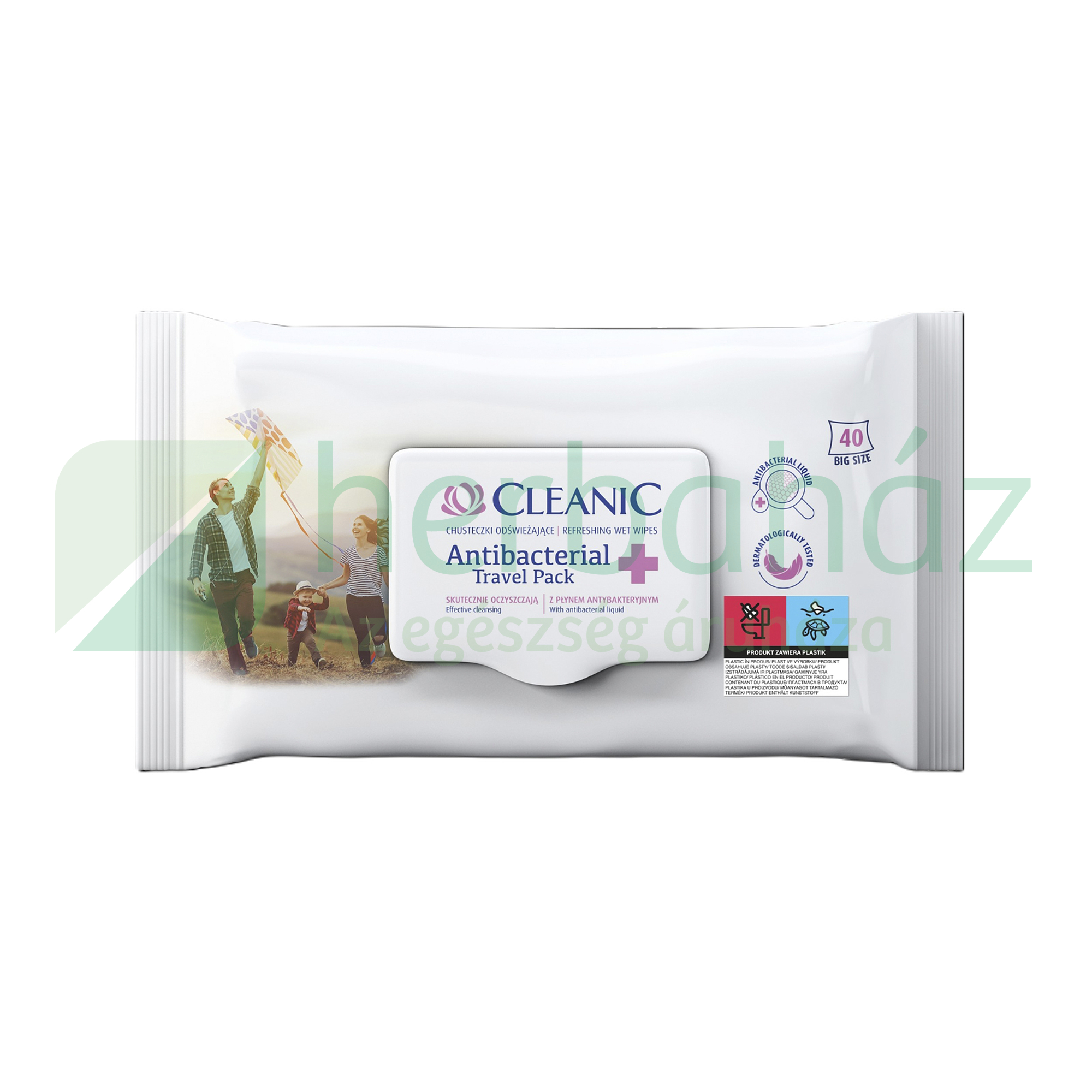 CLEANIC ANTIBAKTERIÁLIS FRISSÍTŐ TÖRLŐKENDŐ - ANTIBACTERIAL TRAVEL PACK 40DB